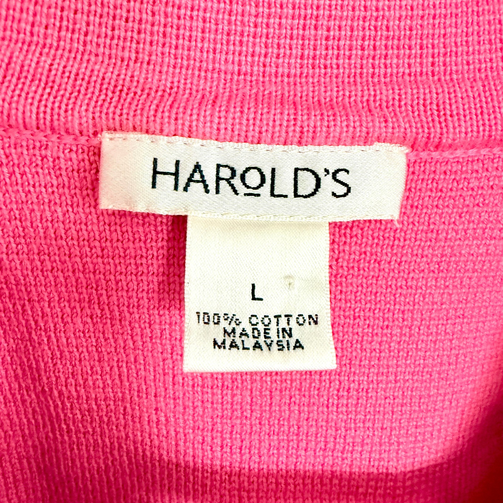 VTG Harold&rsquo;s Pink Bow Collared Twee Cotton Sweater Cardigan Size L