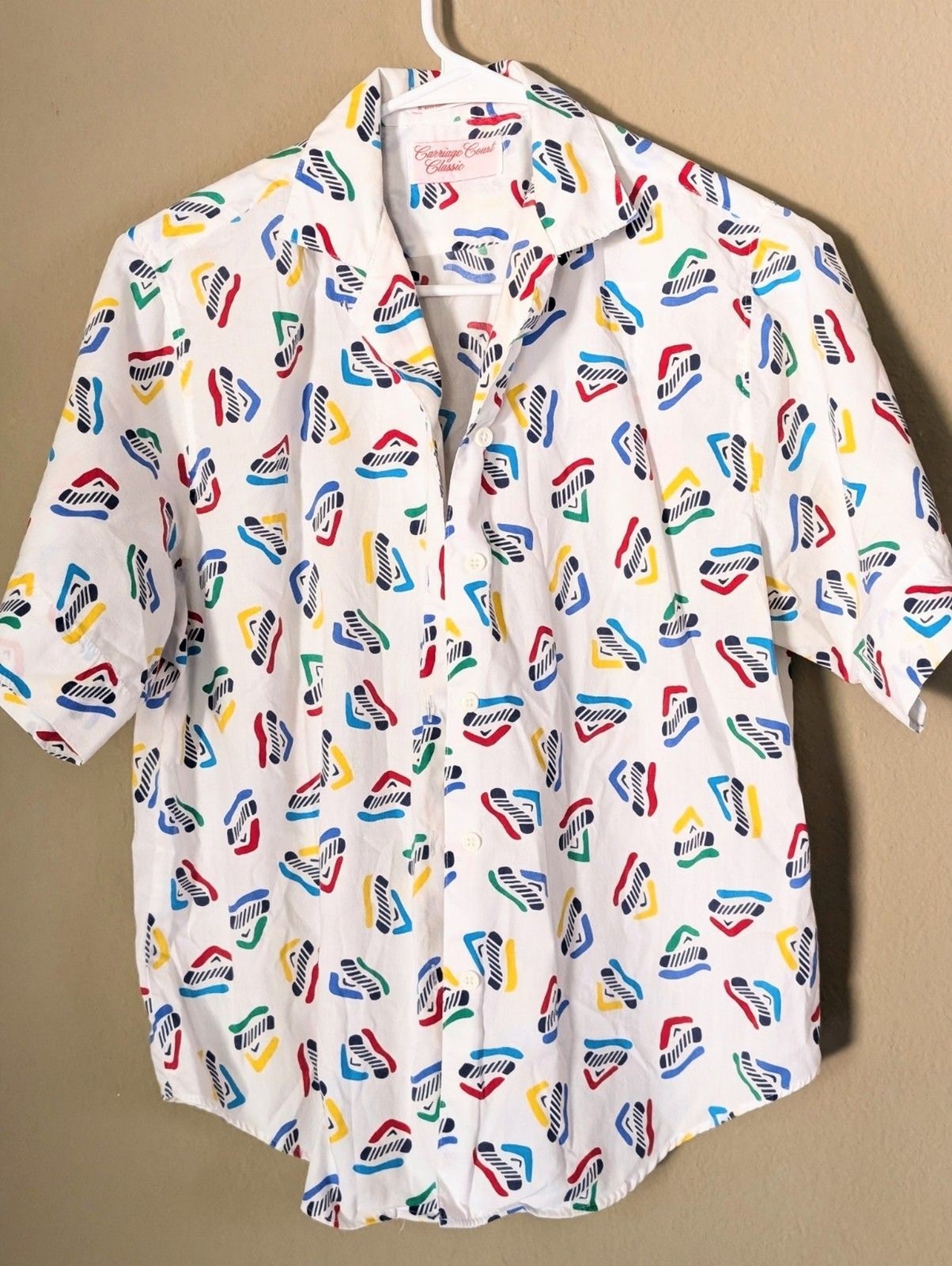 Vintage Carriage Court Classic Camp Shirt Red Blue Yellow Green Size 4 Women&rsquo;s