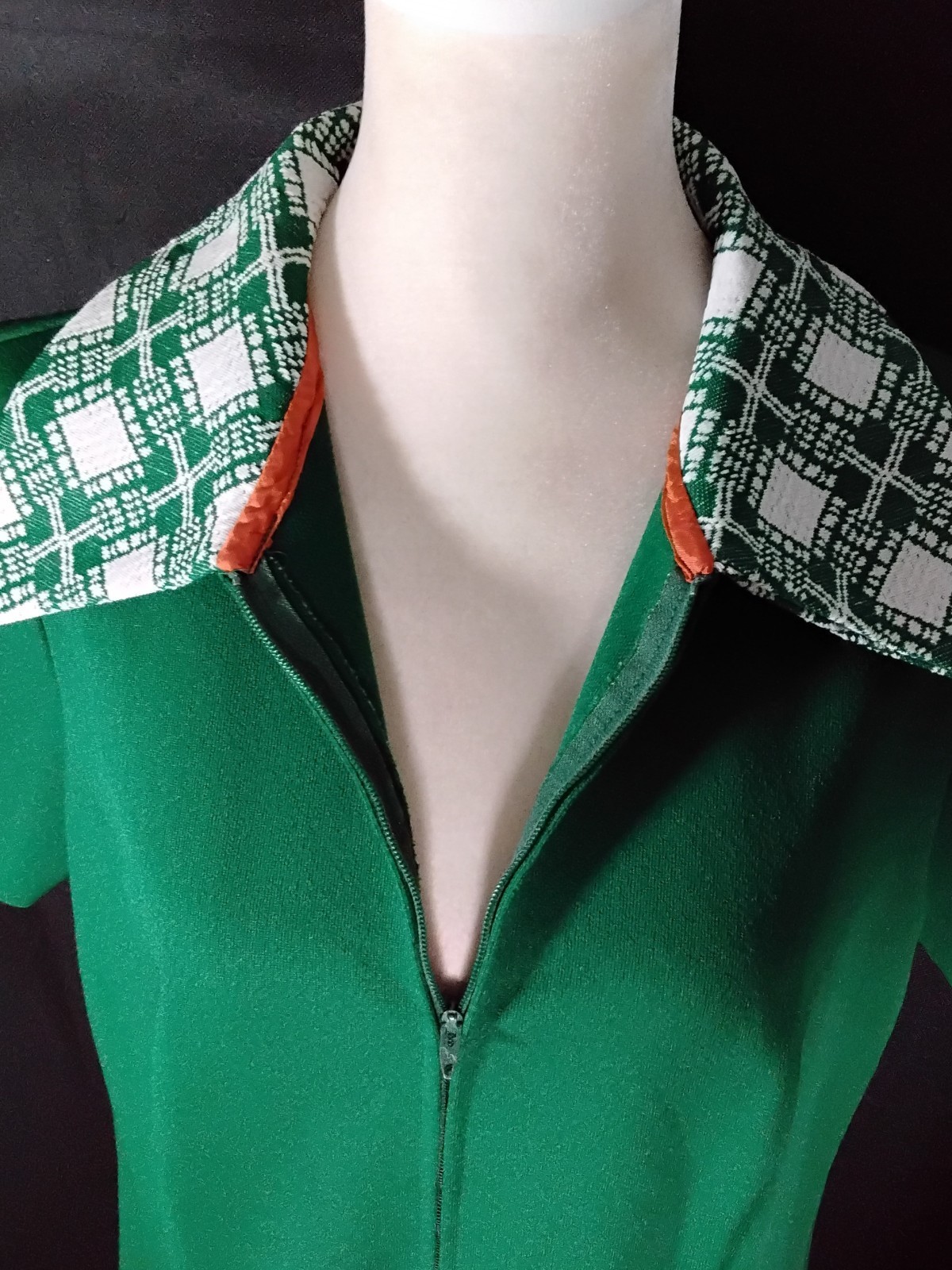 Vtg 1960s-1970s Forest Green Drop-waist Dress Pleated Skirt Sz 18 Union Label