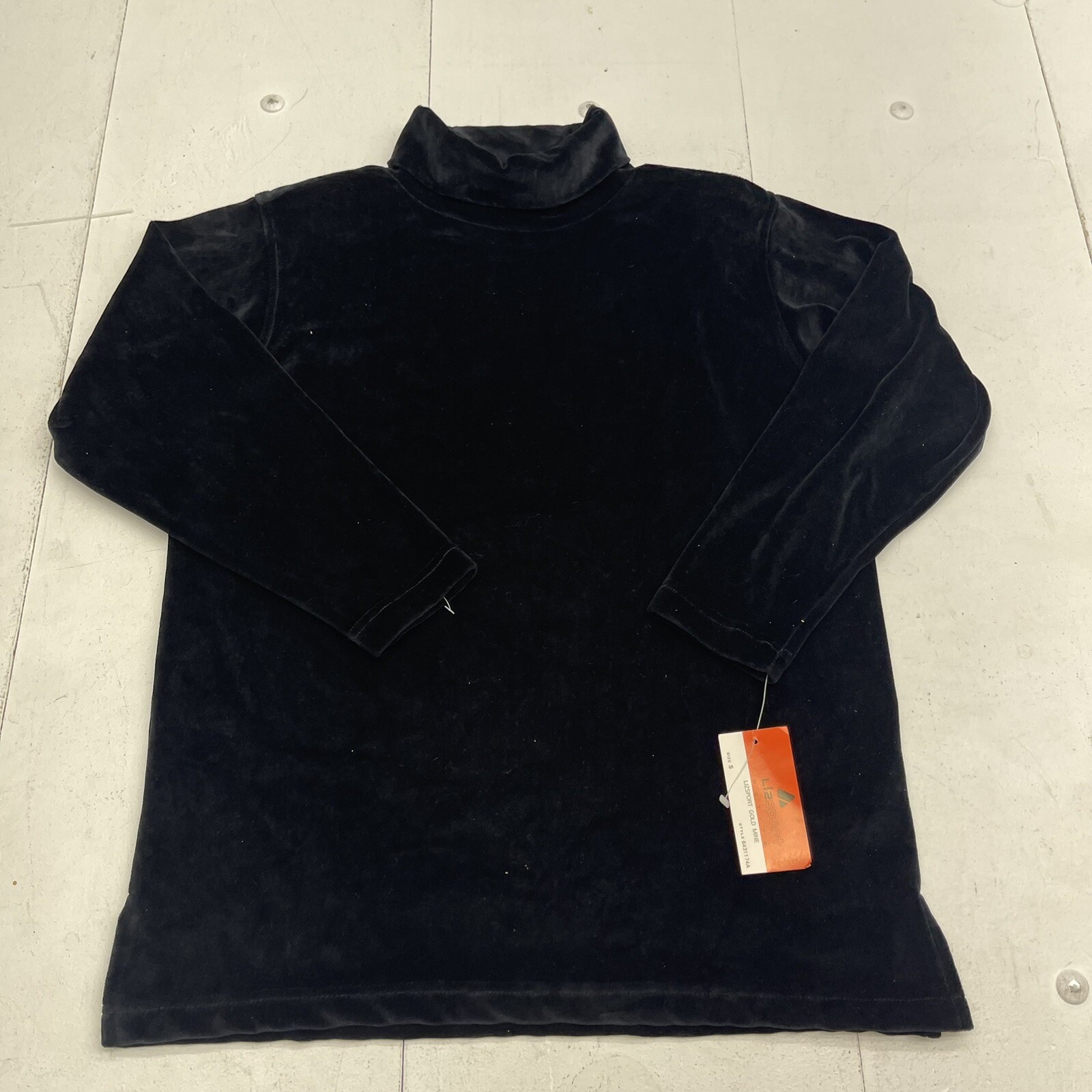 Vintage Liz Sport Black Velour Turtleneck Sweter Women’s Size Petite Small New