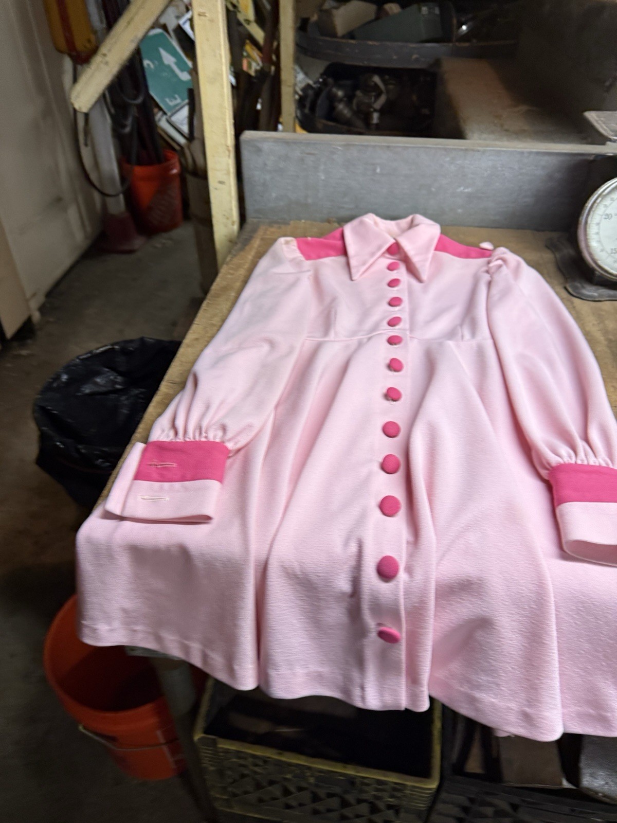 Vintage Early 1900s Retro Pink Button Up Dress Womens Workwear Clothing USA