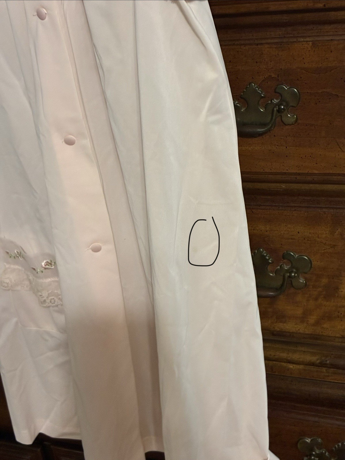 Vintage Shadowline Petites Pink Nylon Lace Button Front Nightgown Pocket