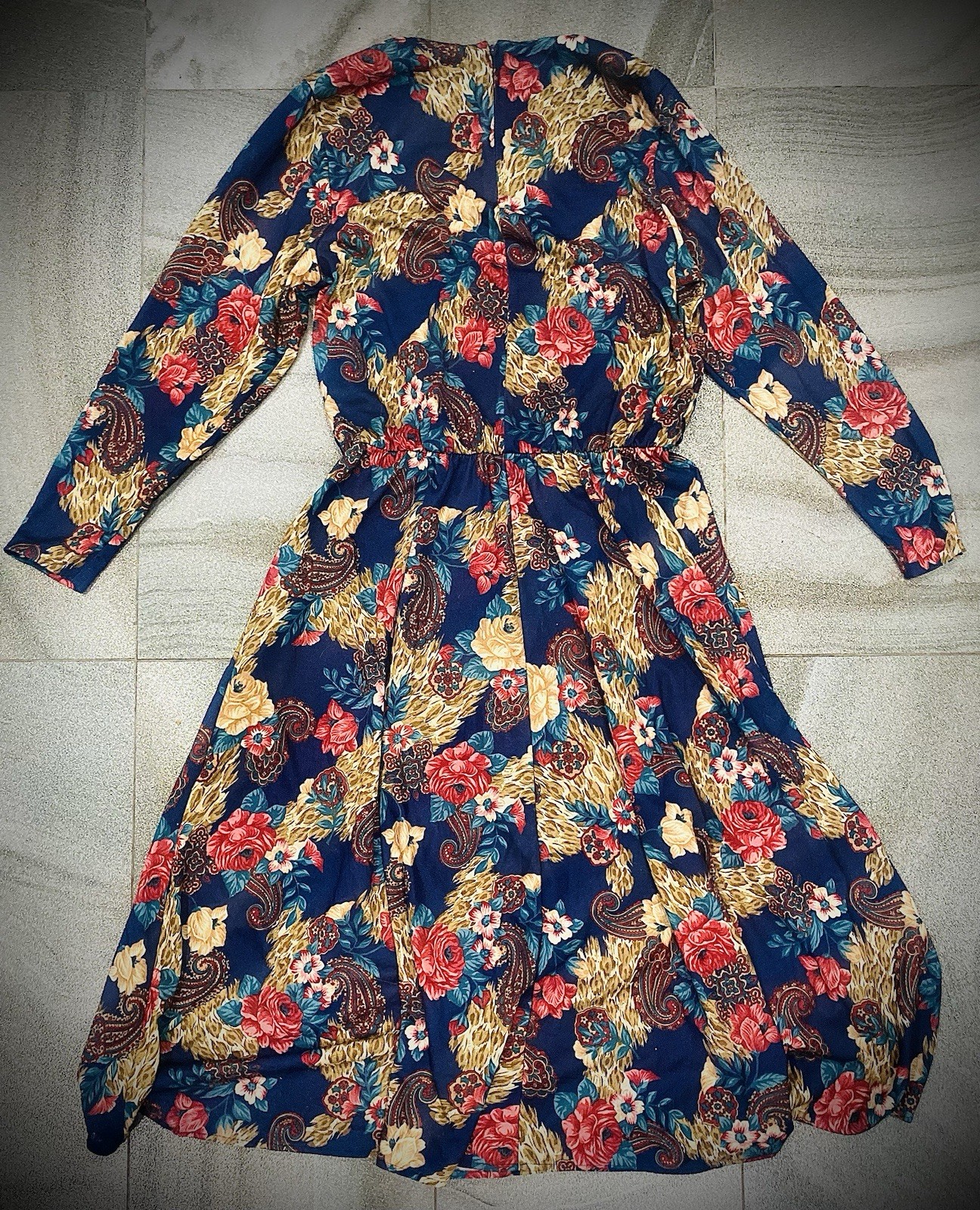 Vintage Stuart Alan “Secretary” Maxi Dress Floral Paisley Print Size 12 Retro