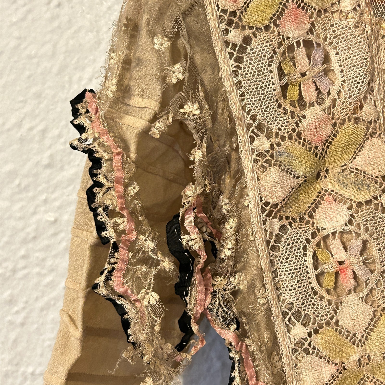 AS IS Study Antique 1890’s Victorian Gown Wool Lace Dress