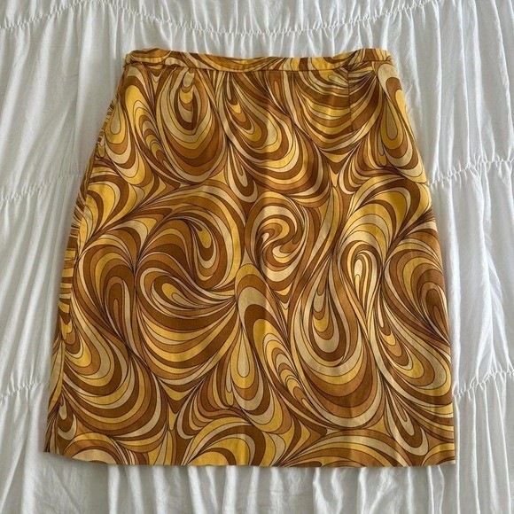 Vintage S Celine Spring/Summer 2003 Skirt With Yellow & Brown Swirl Graphic