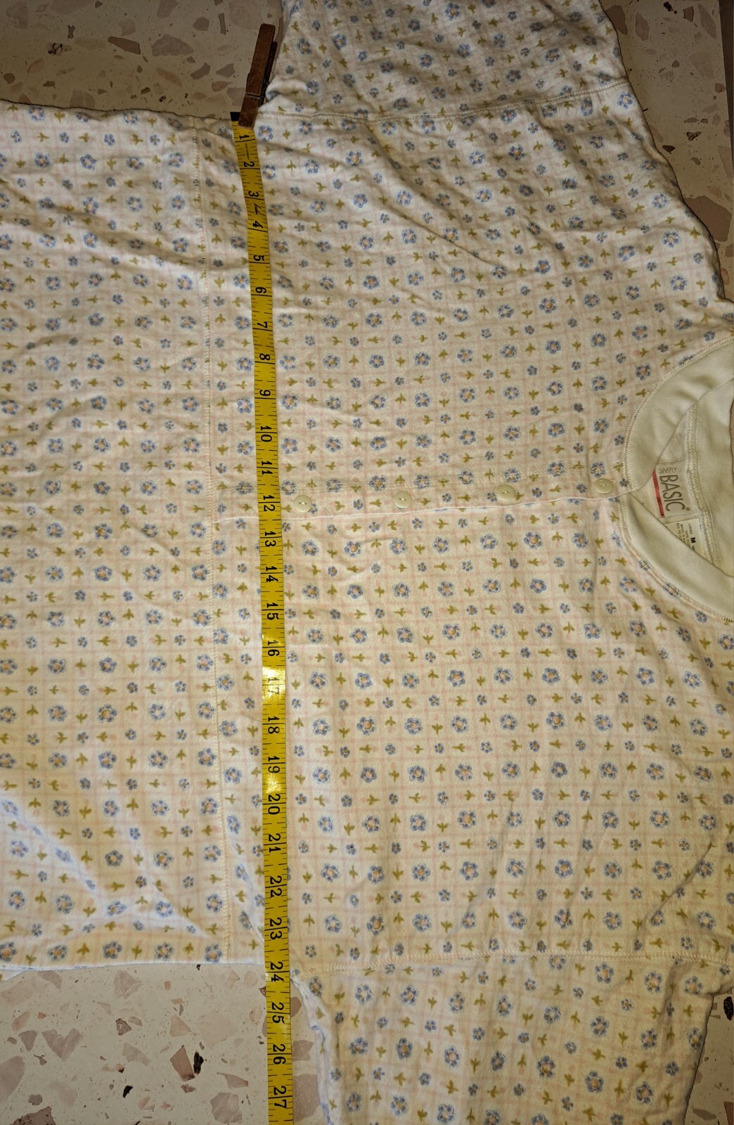 Vtg Simply Basic Nightgown Medium 100% Cotton Flannelette 80s Pink Blue Floral