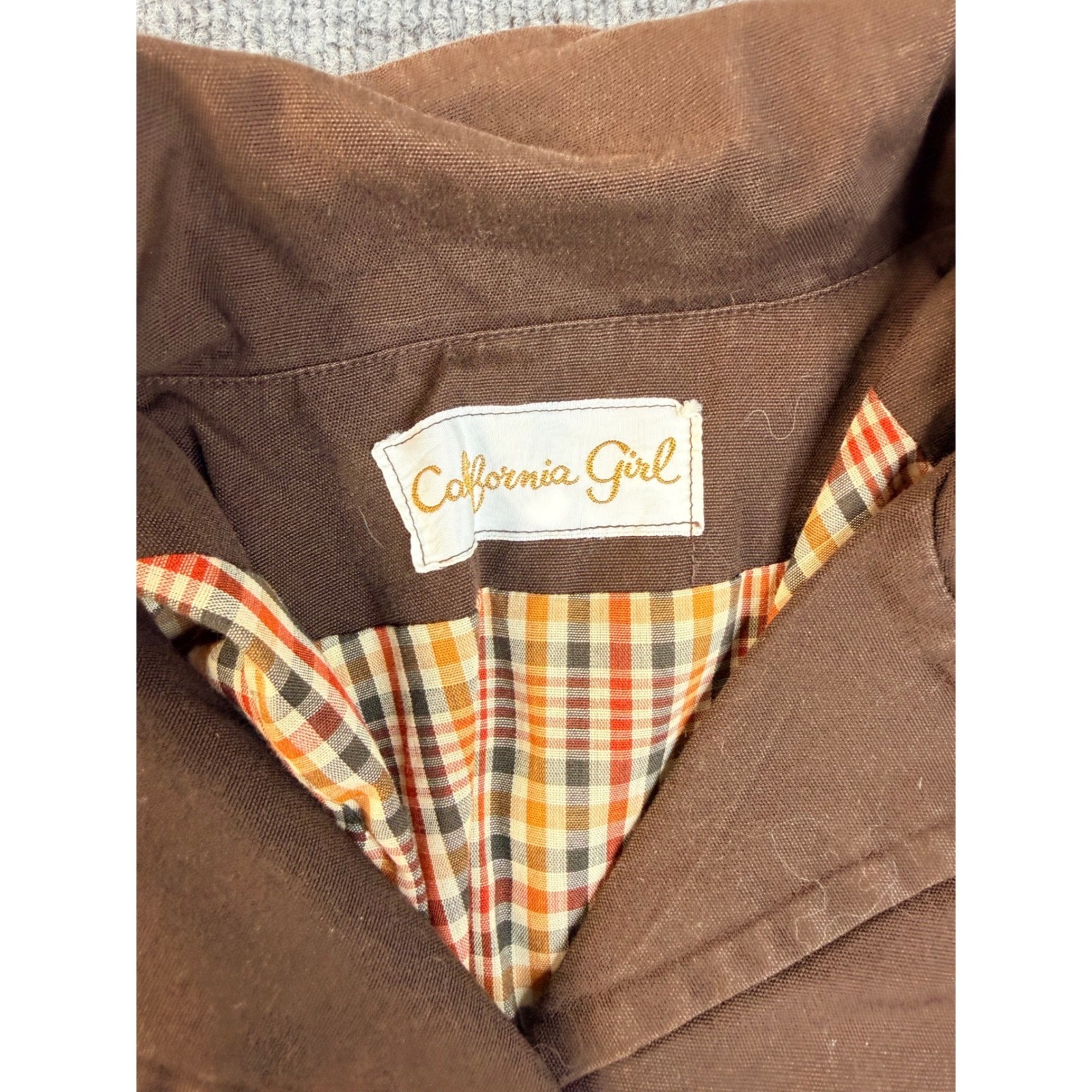 California Girl Vintage Brown Plaid Dress Suit Set Jacket 2pc Mod 70s Workwear