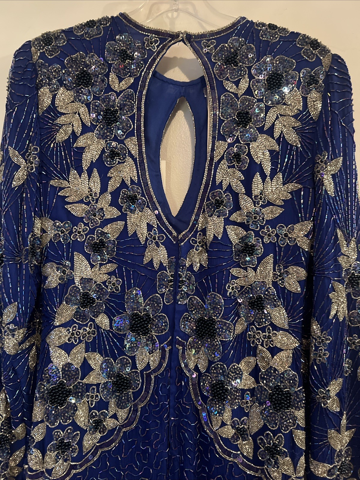 Fully Beaded Laurence Kazar Blue Evening Dress