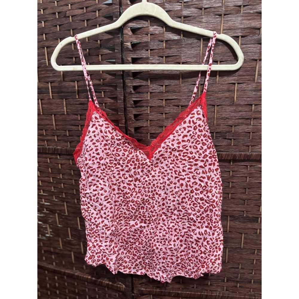 Victoria&rsquo;s Secret Pink Leopard Lace Cami Top L Gold Accent