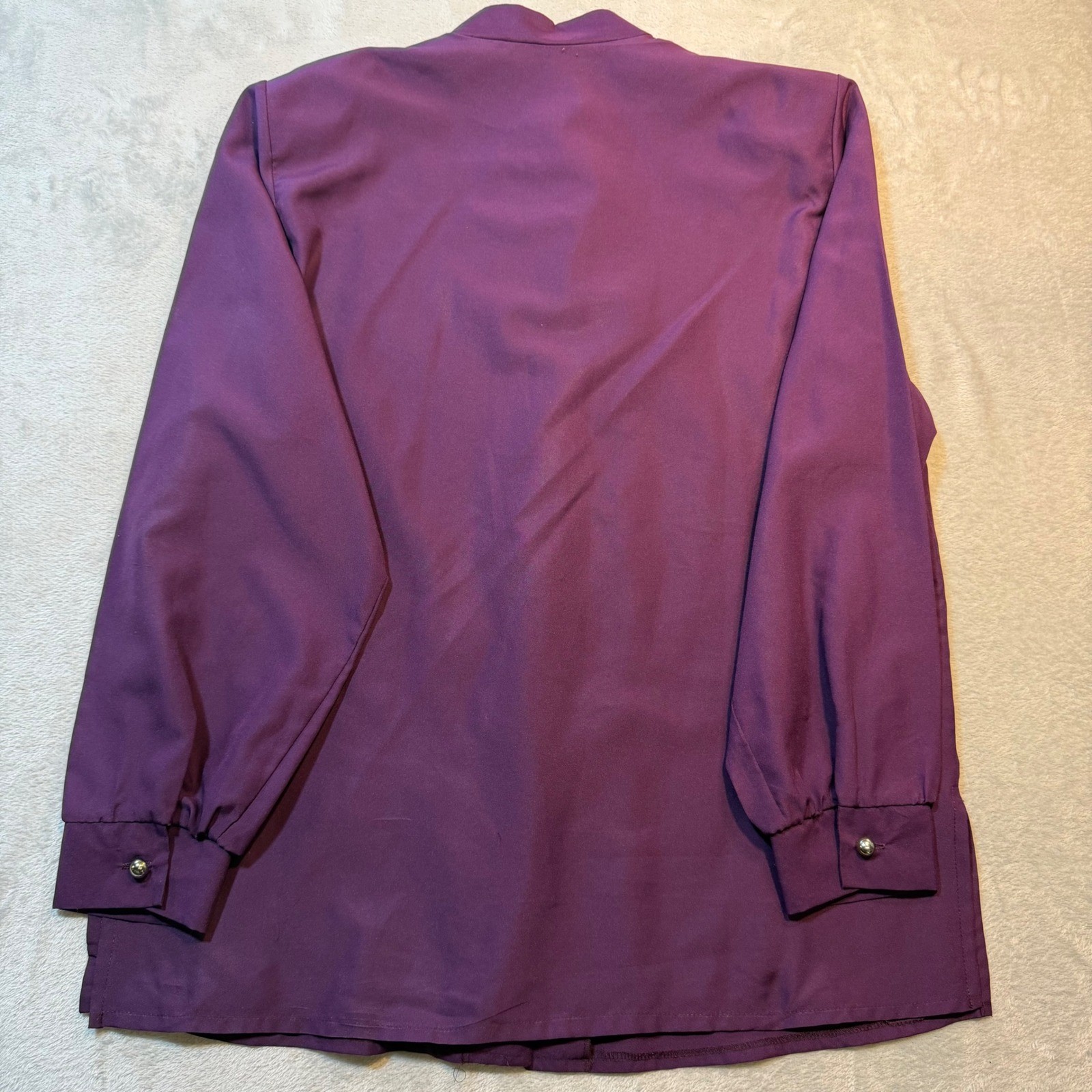 Dark Academia Vintage 80s Purple Button Front Blouse Gold Buttons oversized L