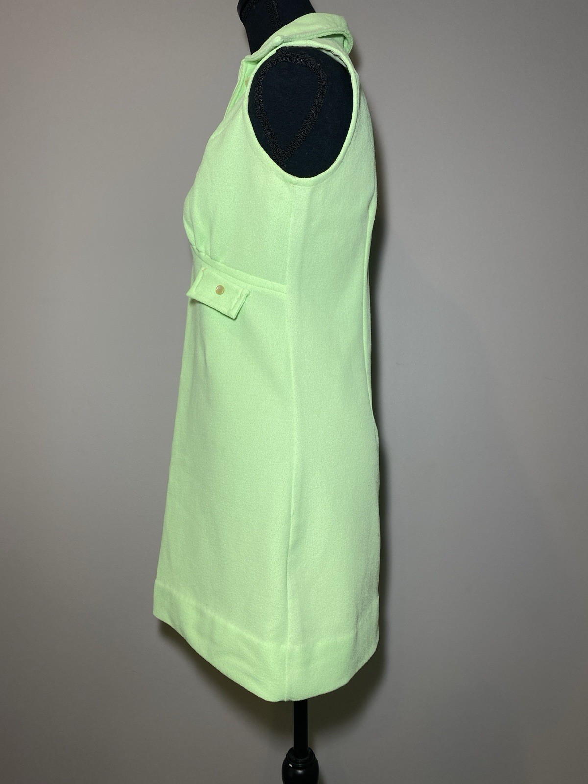Vintage Homemade 70’s Lime Green Disco Go Go Sleeveless Short Dress Small