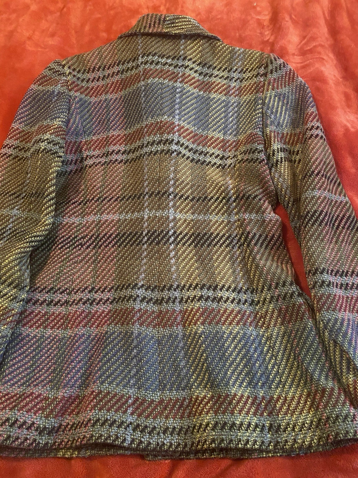 Vintage Emanuel Ungaro Paris Paralleled tweed plaid blazer jacket Sz 12 M Y2k