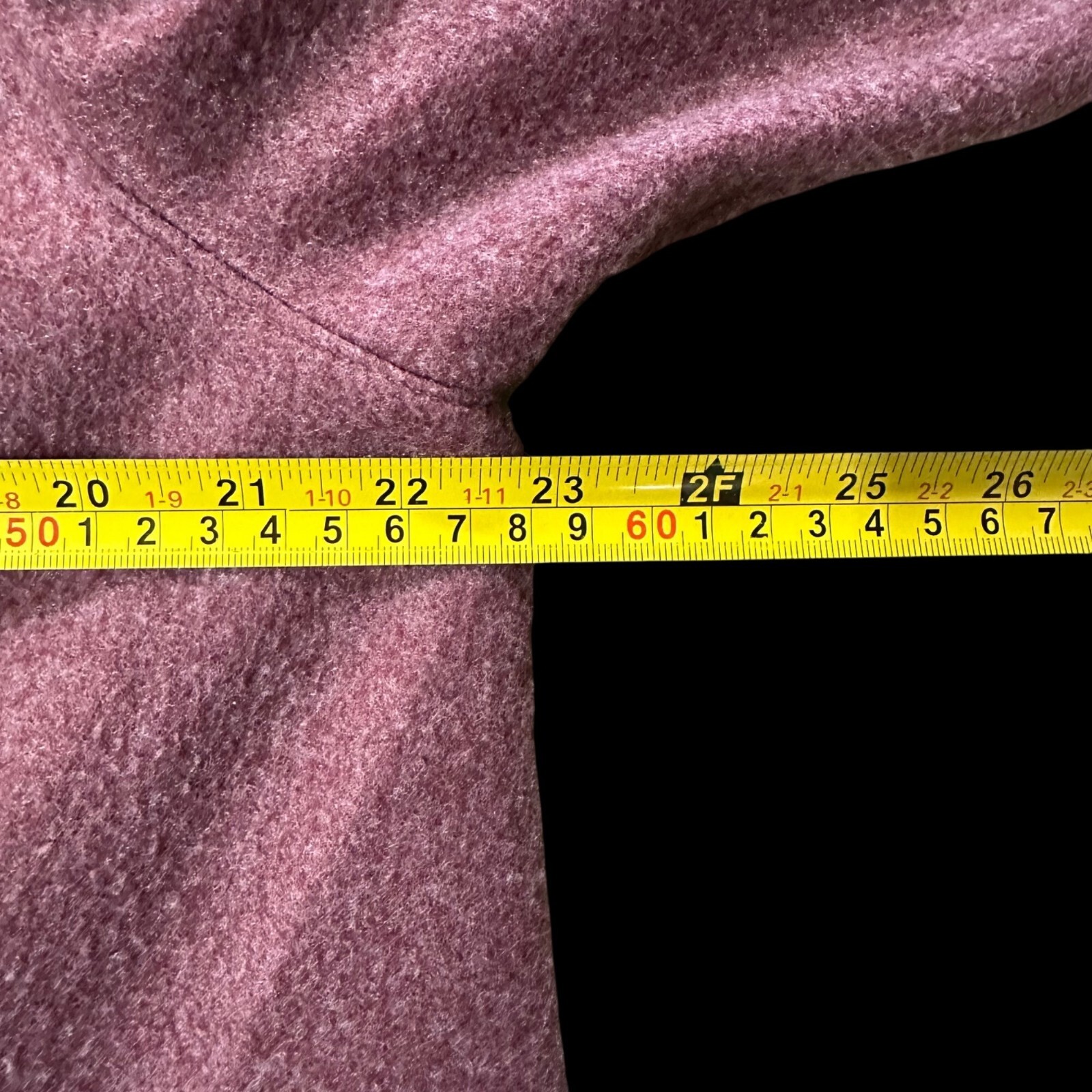 Vintage Womens Coat Sears Button Closure Pockets Mauve Pink 1980s Retro Long