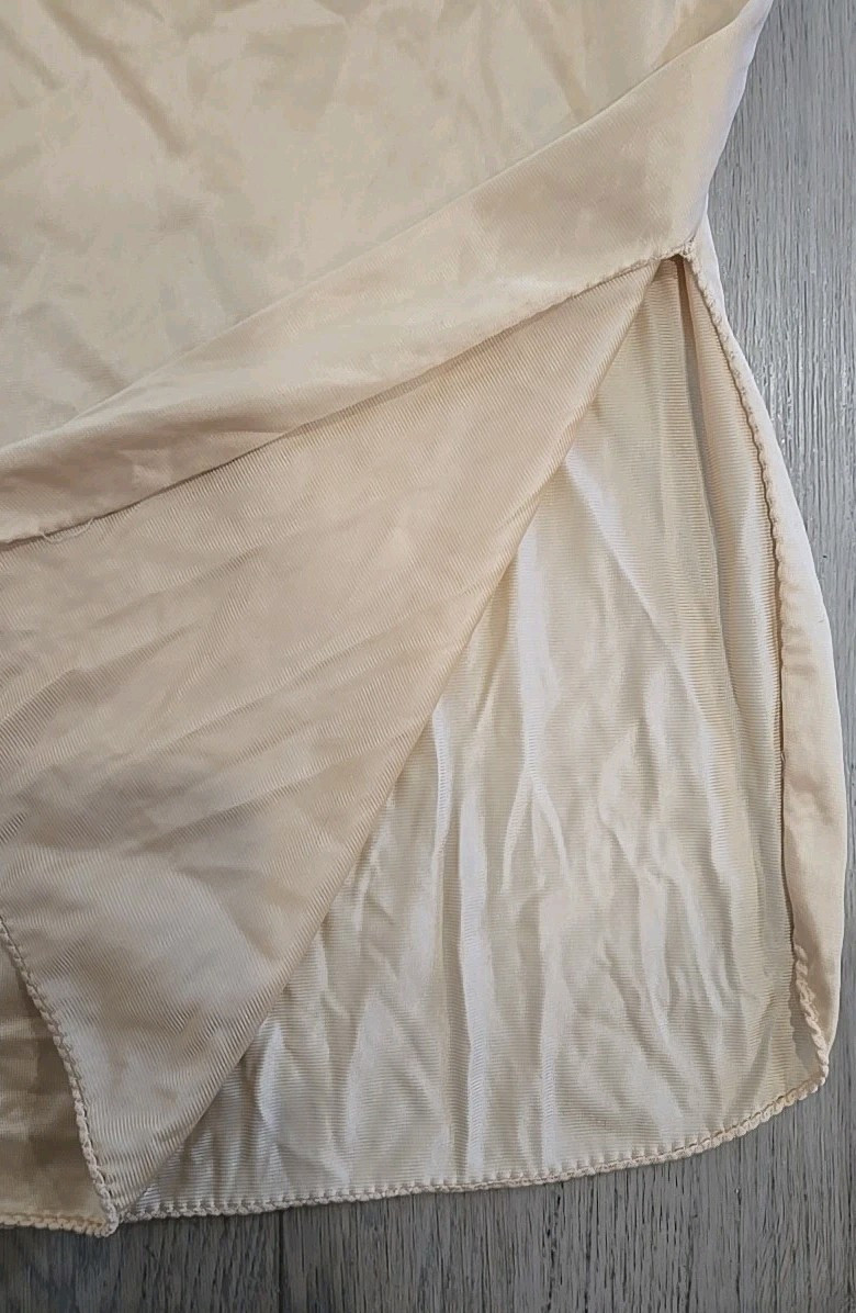 VTG Kayser Nude Strapless Slip Nylon Style 12199 Tall 38 Bust Side Slits VGUC