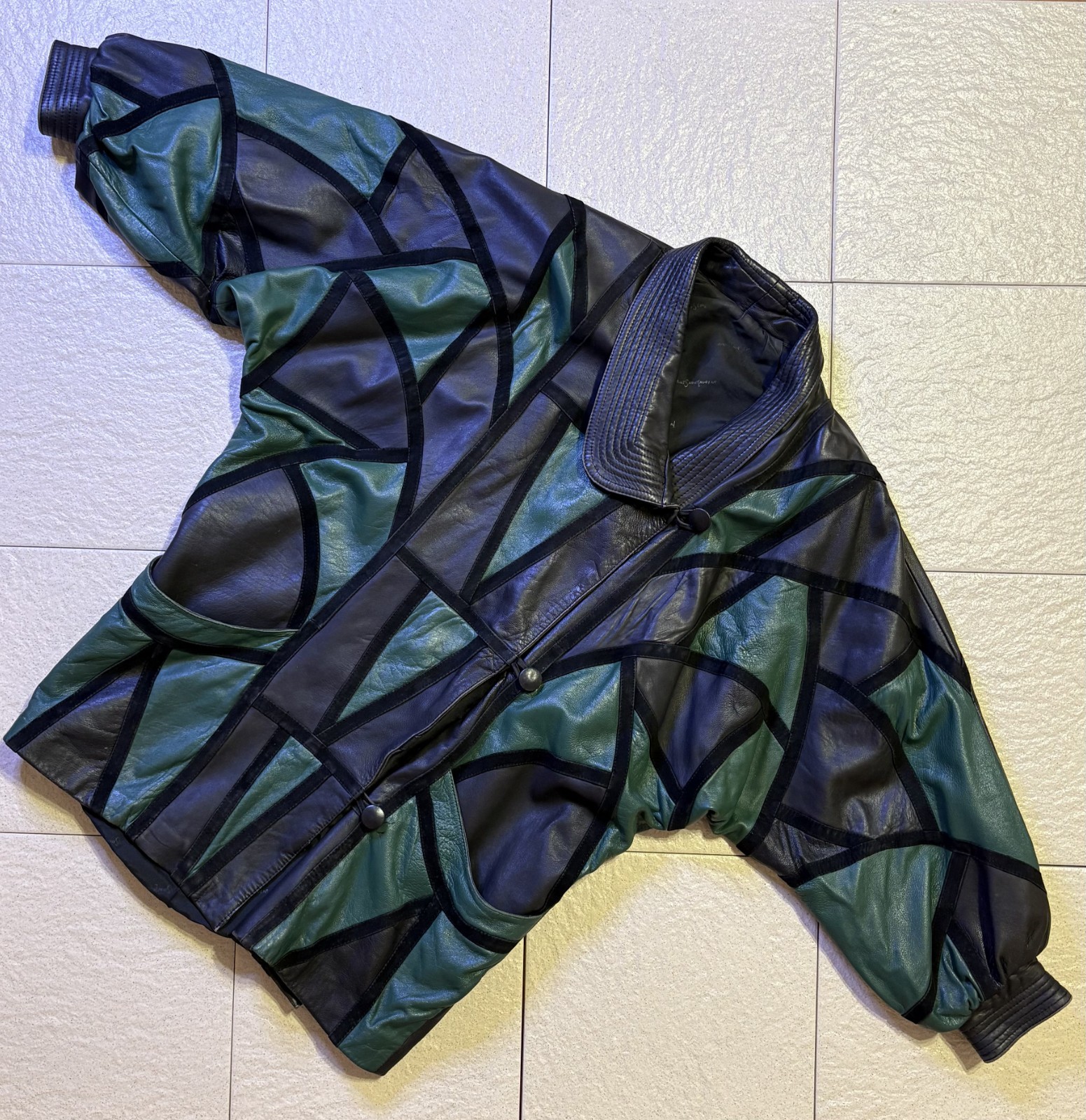 Rare Vintage Yves Saint Laurent Patchwork Leather Batwing Jacket 80s YSL Paris