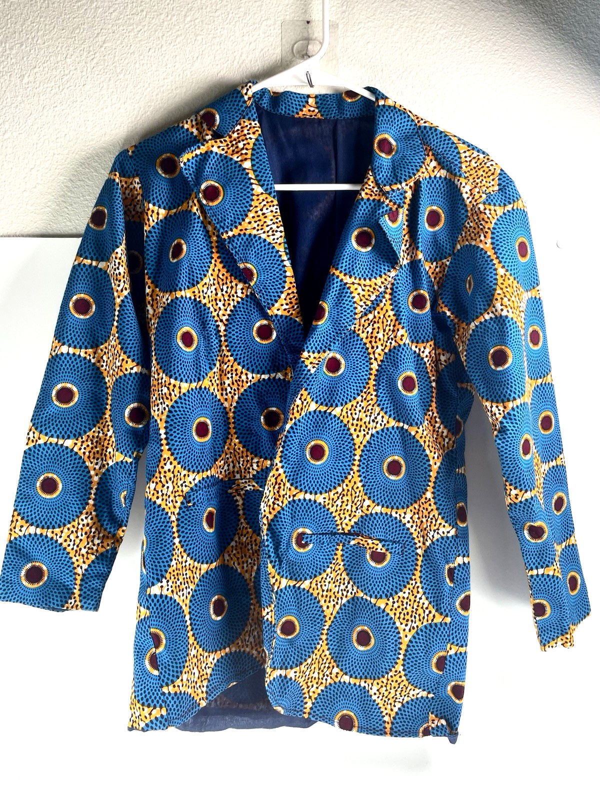 Pure Linen African Print Jacket Women’s Sz Small Blazer Tailored L:28 Slder W:17