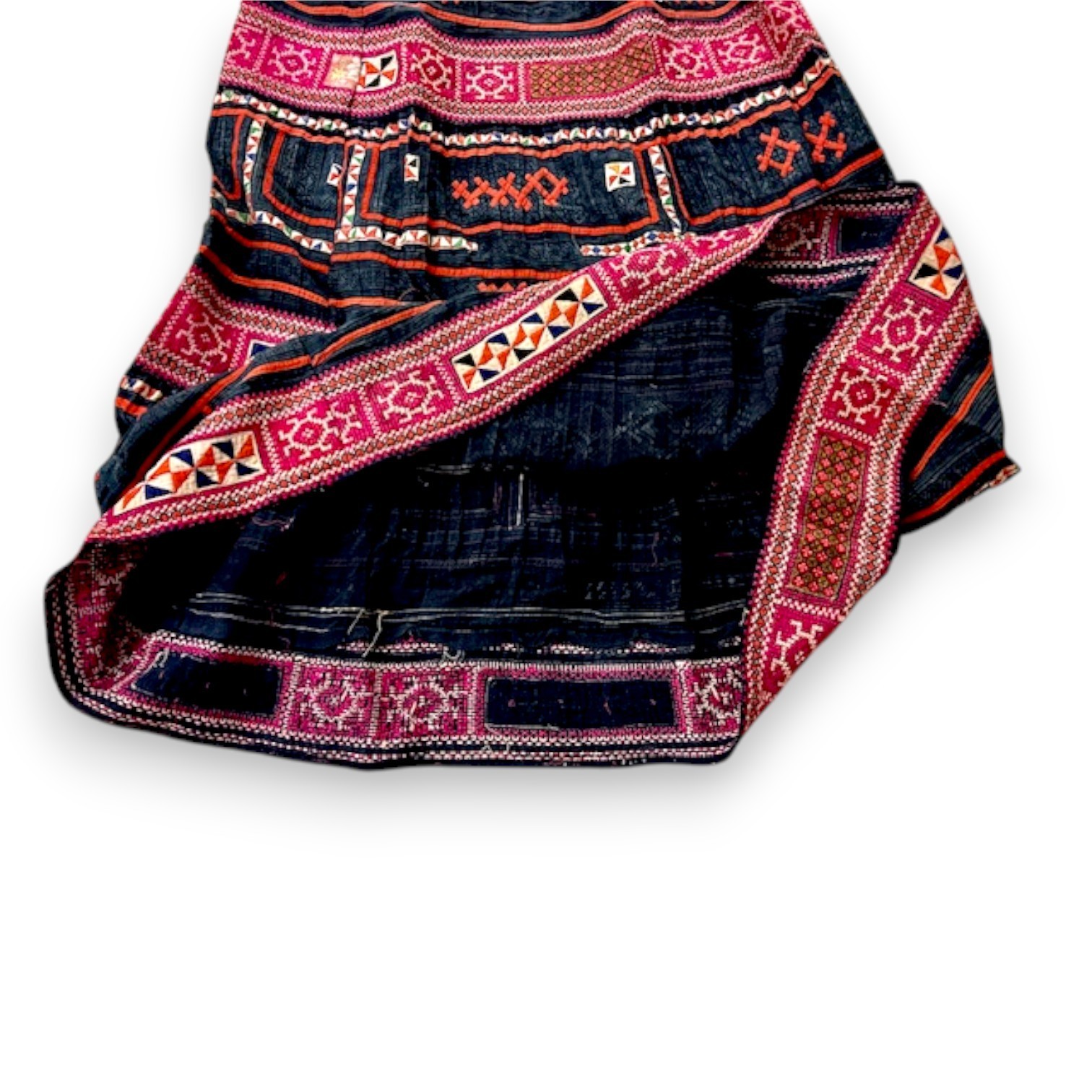 Handcrafted Vintage Embroidered & Applique Vietnamese Hills Hmong Tribal Skirt