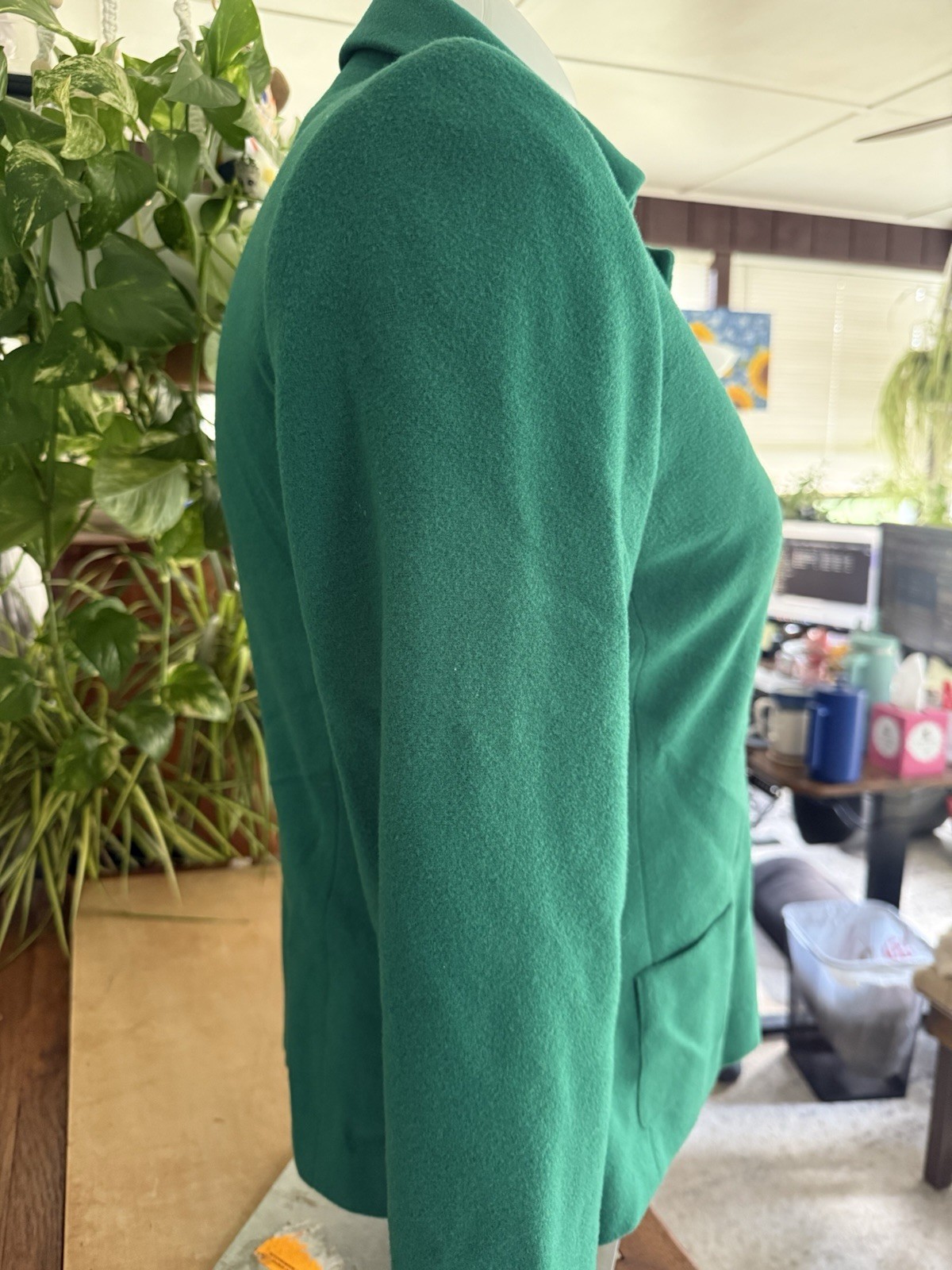 Vintage Harvé Benard Wool Jacket – 12 – Green – Made in Ukraine, Cashmere Blend