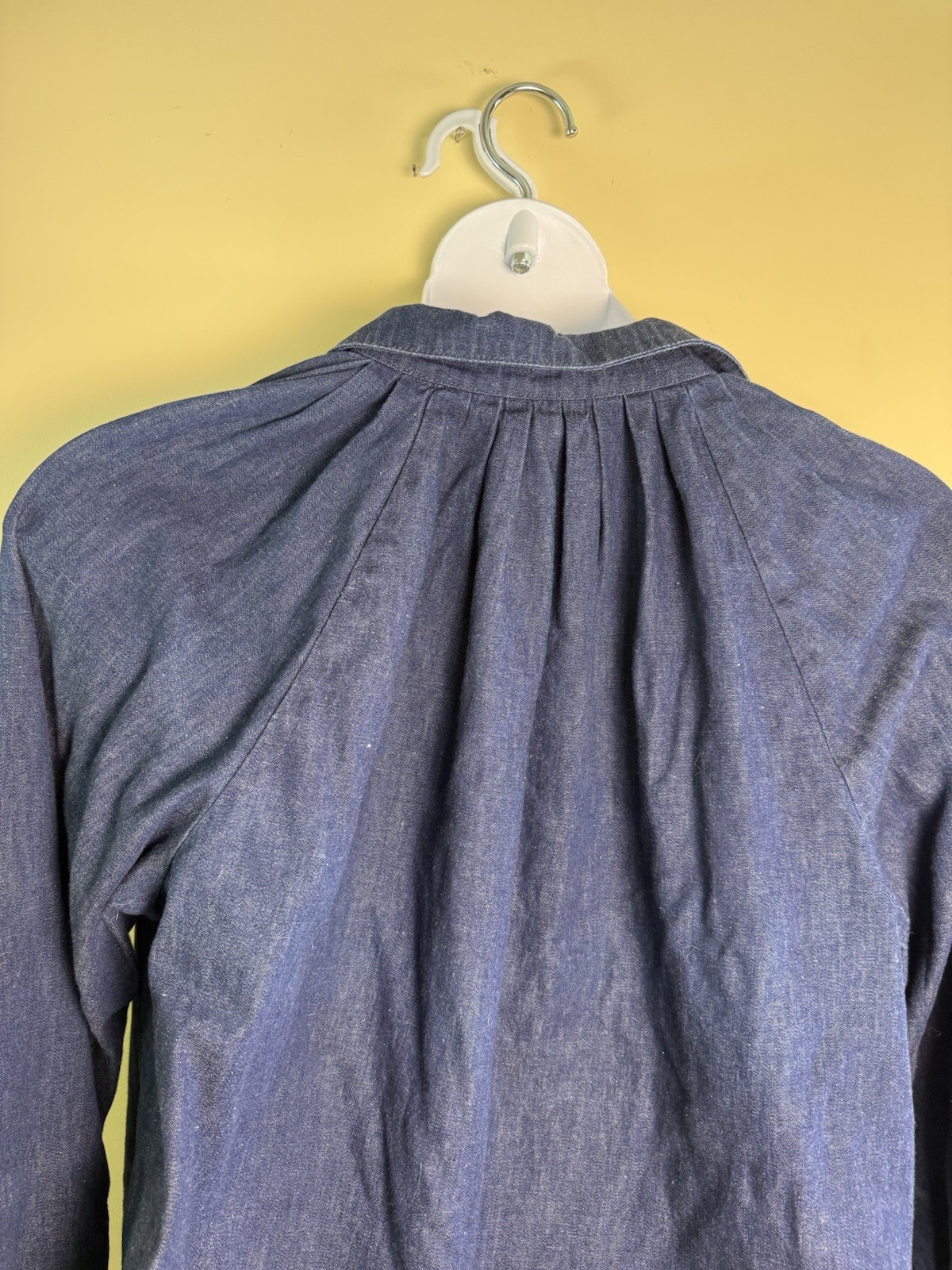 Vintage 1970&rsquo;s Calvin Klein denim smocked shirt size 11 bust 48 inches Boho