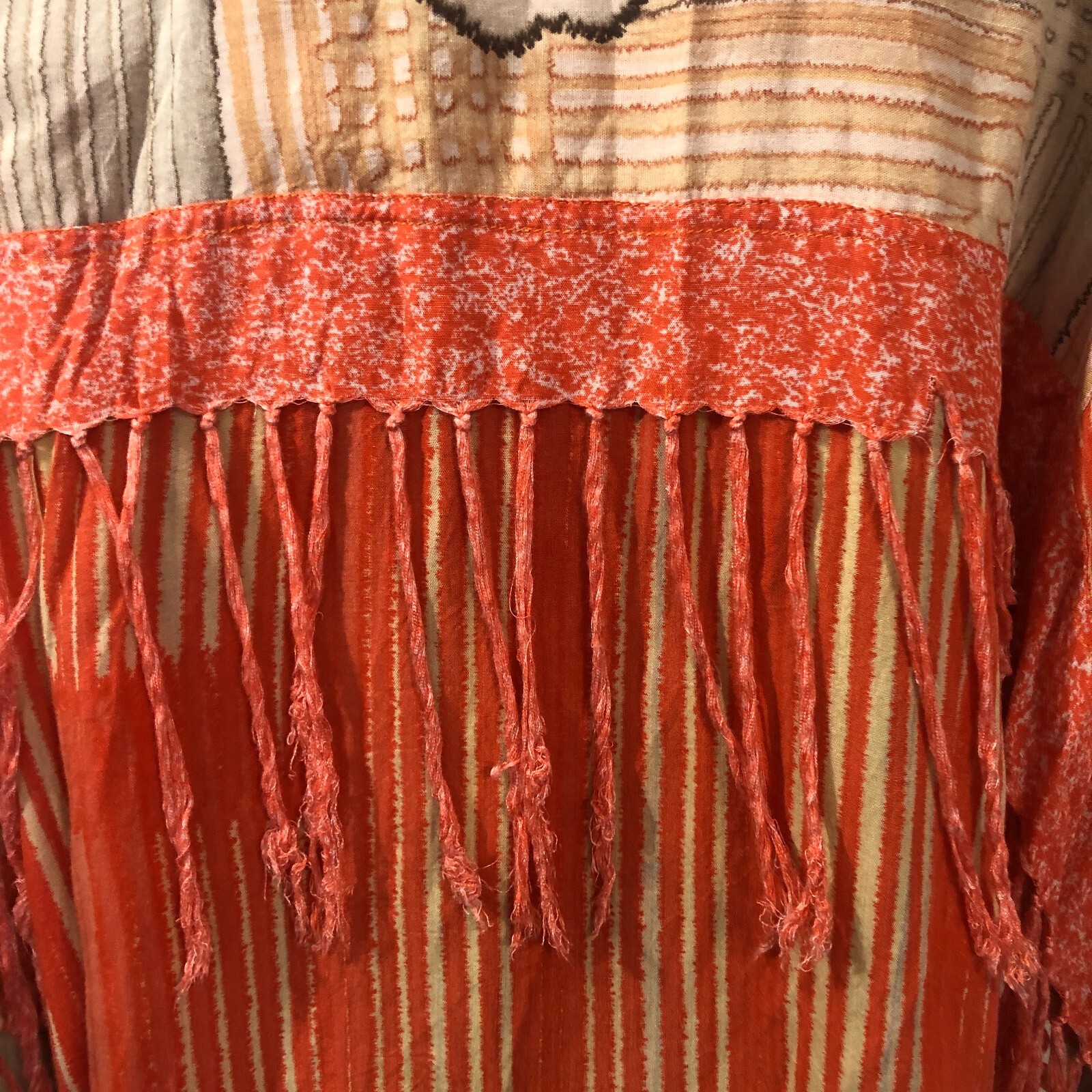 vtg Paul Ropp Button Shirt One Size Old America Rayon 1989 Fringe Western Boho