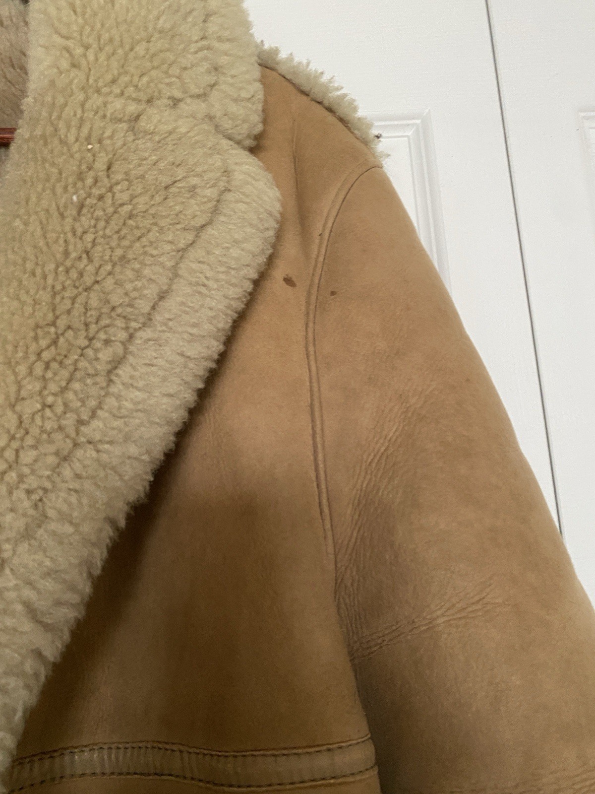 Vintage John Paterson UK Shearling Coat Real Lambskin 38 England Leather Women