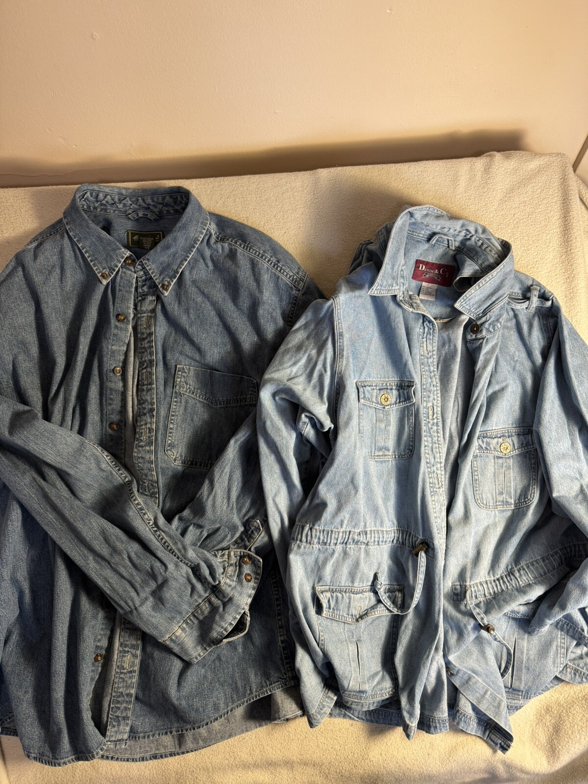 Denim Jacket Vintage 90s Women’s XXL Lot Denim Co And Eddie Bauer Y2K 1 FLAWED