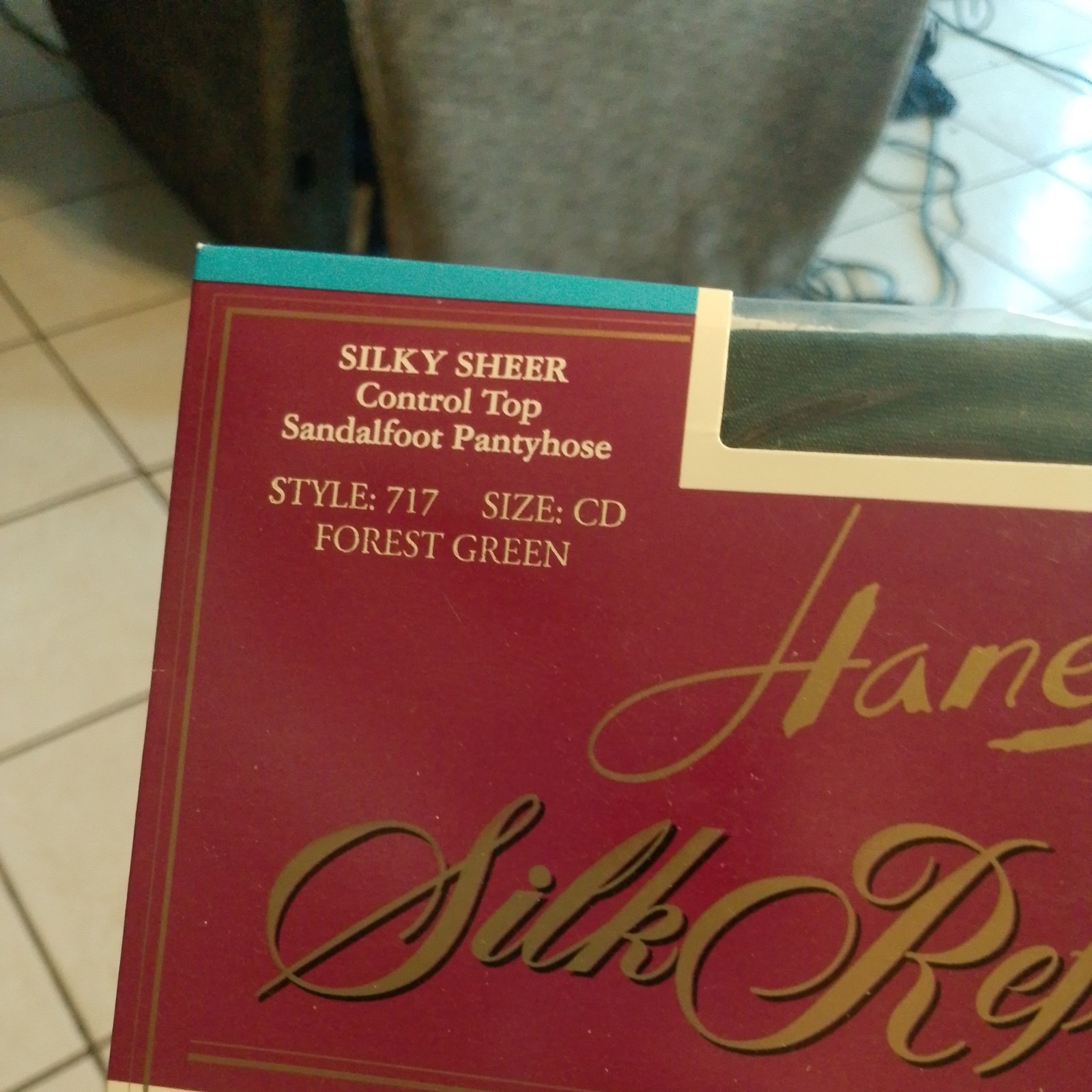 Vintage Hanes Silk Reflections Forest Green Control Top Pantyhose C-D New