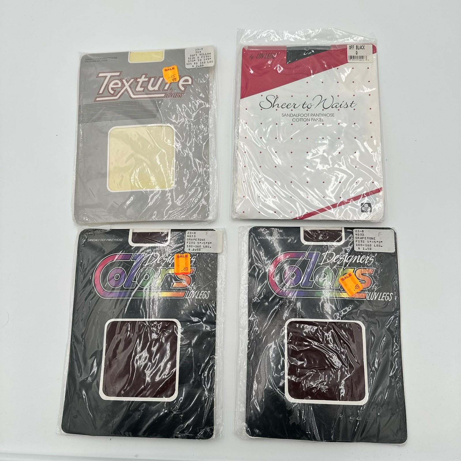 Nylons 4 Vintage Pair New In Pack 1980s M/L C5 Stockings Various Colors