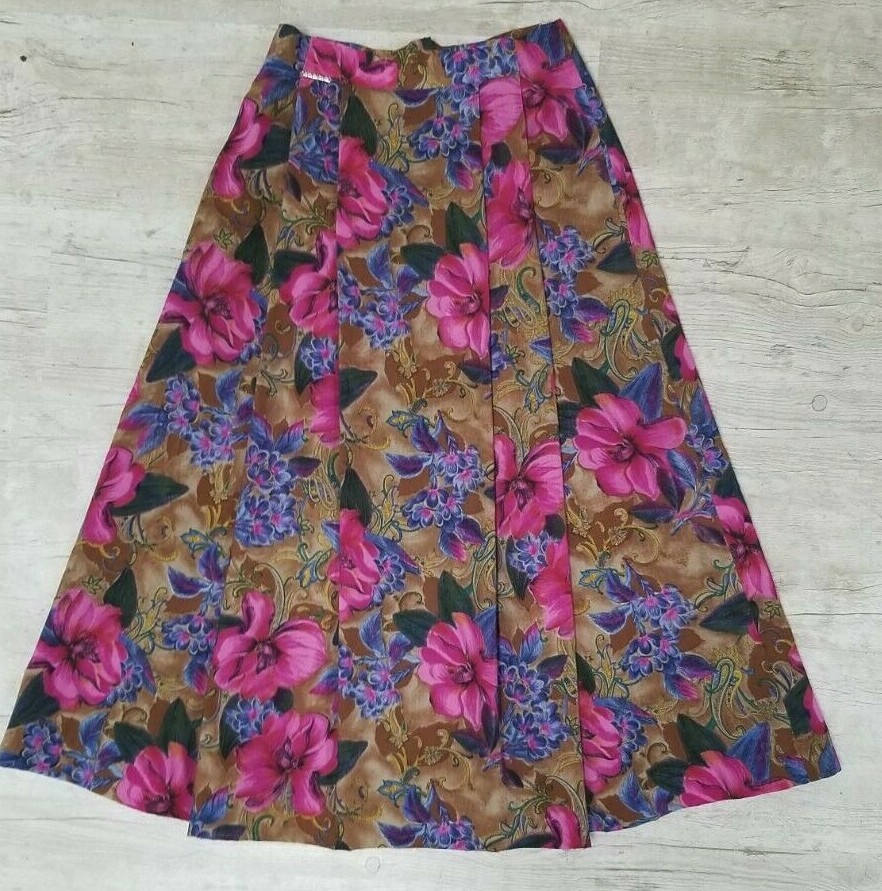 Vintage GEIGER Floral Paisley Wool Pleated Midi Skirt – Waist 28 inches