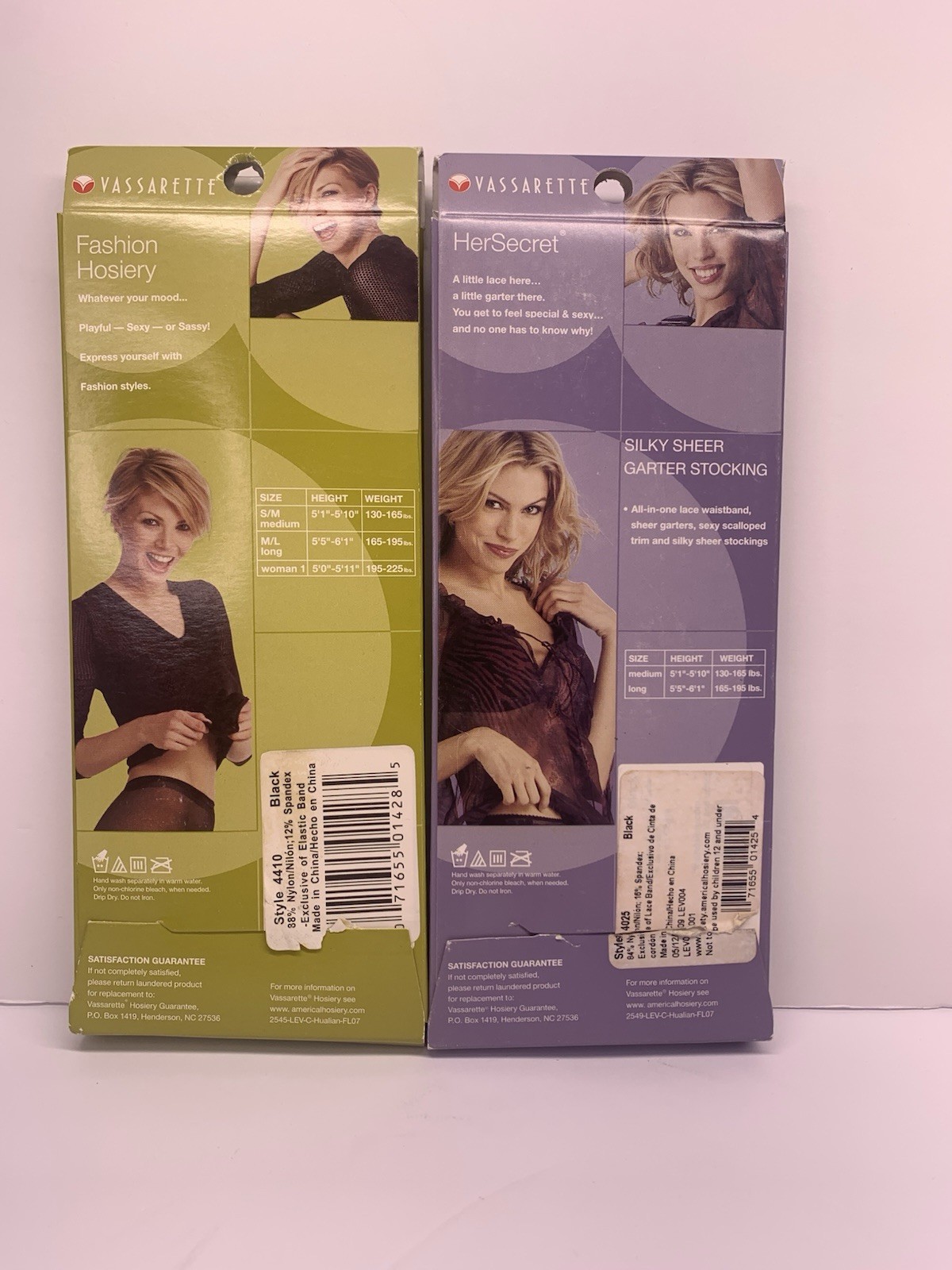 Vassarette Vintage 1 Garter Stockinng And 1 Fishnet Pantyhose Black Size Long