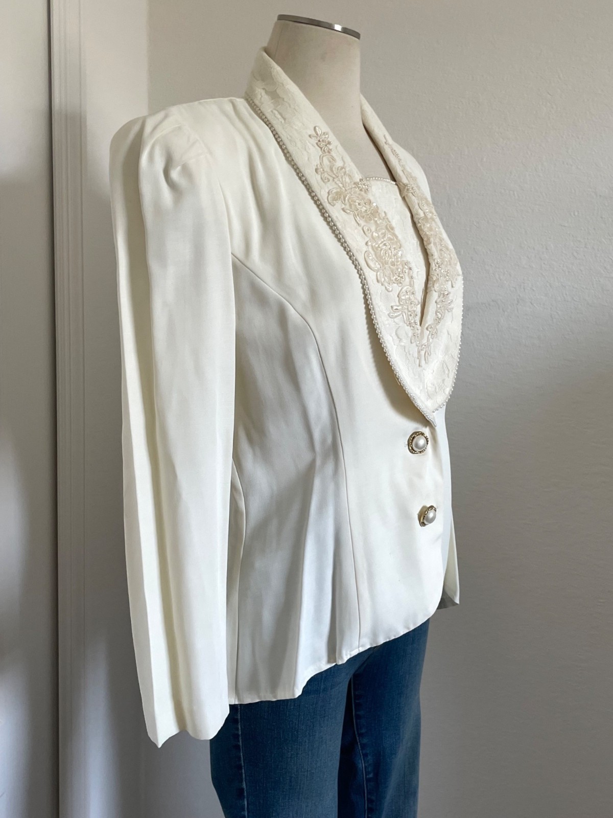 Vintage 1980s Jeffrey & Dara Structured Blazer Sequin, Pearl + Embroidered SZ 10