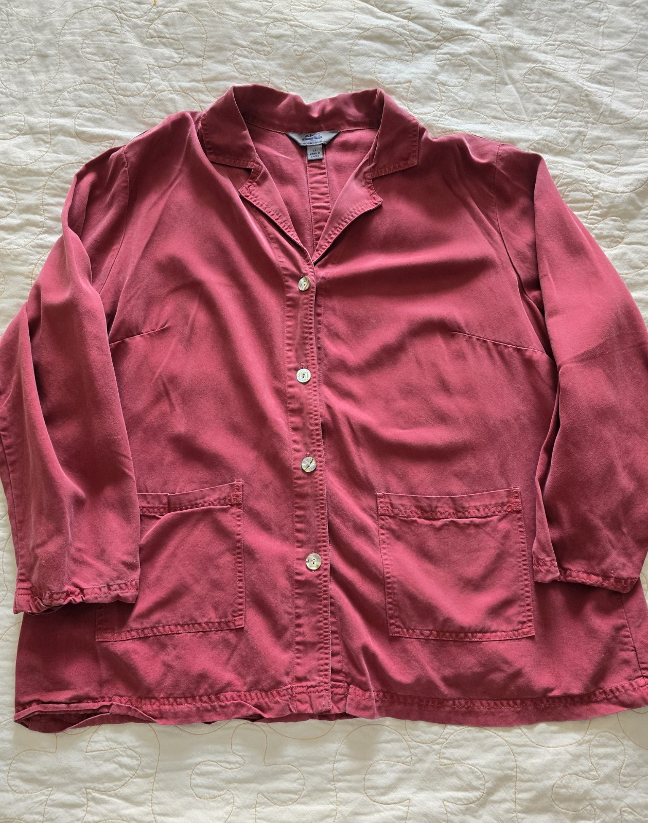 Vintage 90s Burgundy Womens Jacket 2XL MOP Buttons Nordstrom Amy K Su Teacher