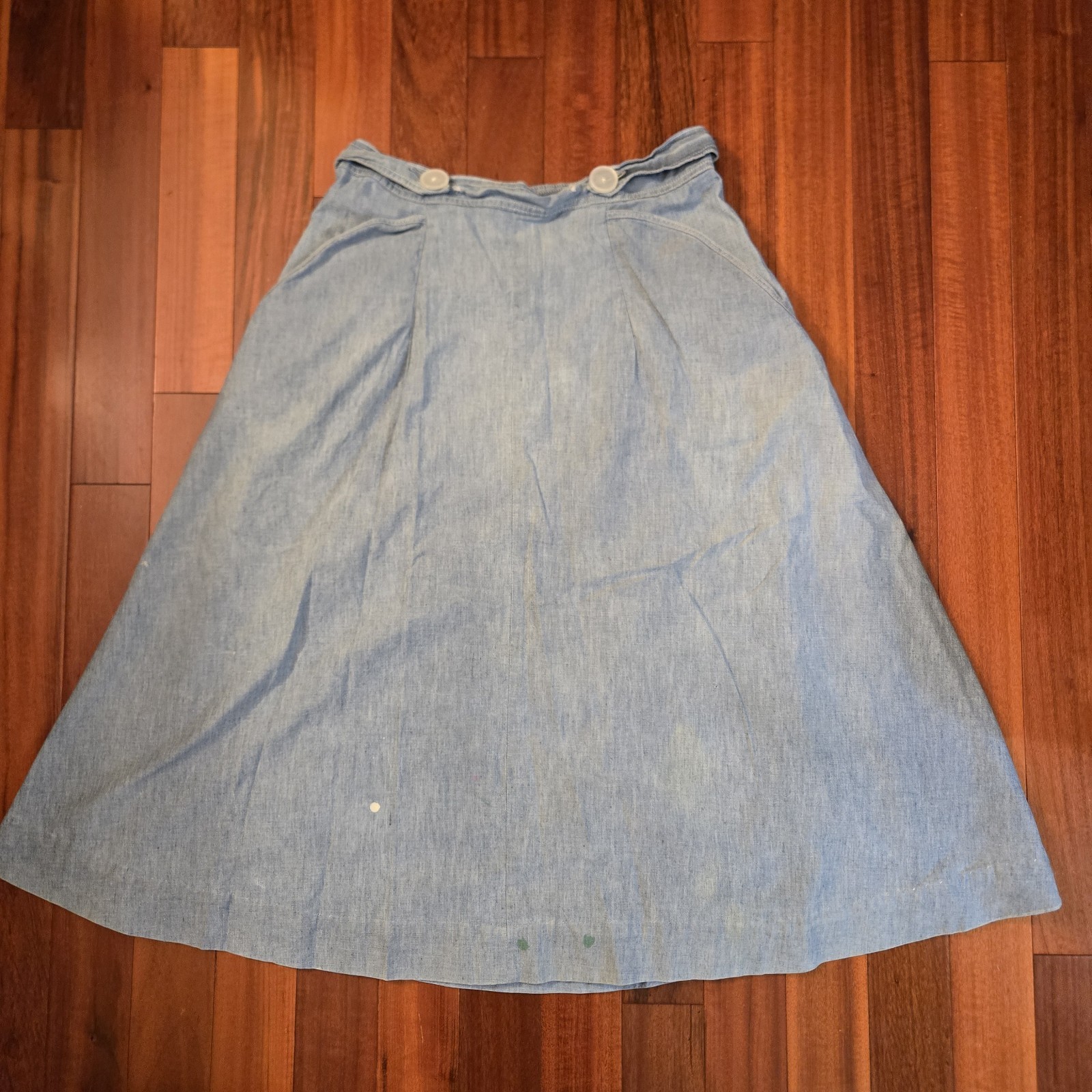 Vintage Stockton Light Denim Full-Circle Wrap Skirt Cottage Prairie Bohemian