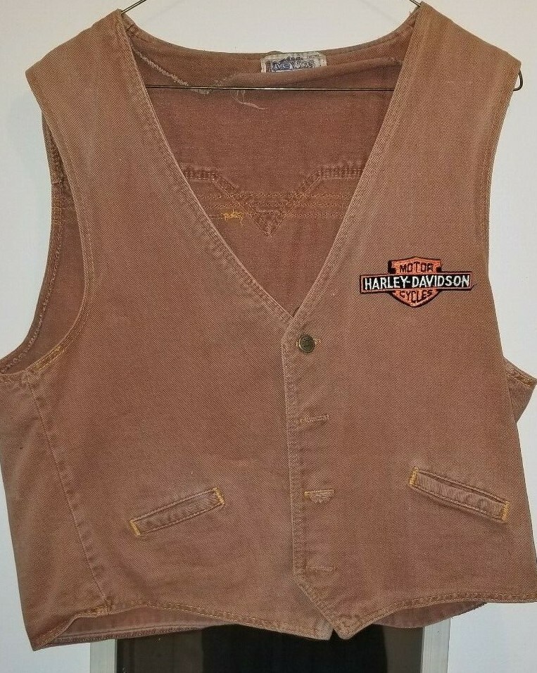 Harley Davidson Vintage Live Ins Denim Vest Size Medium USA