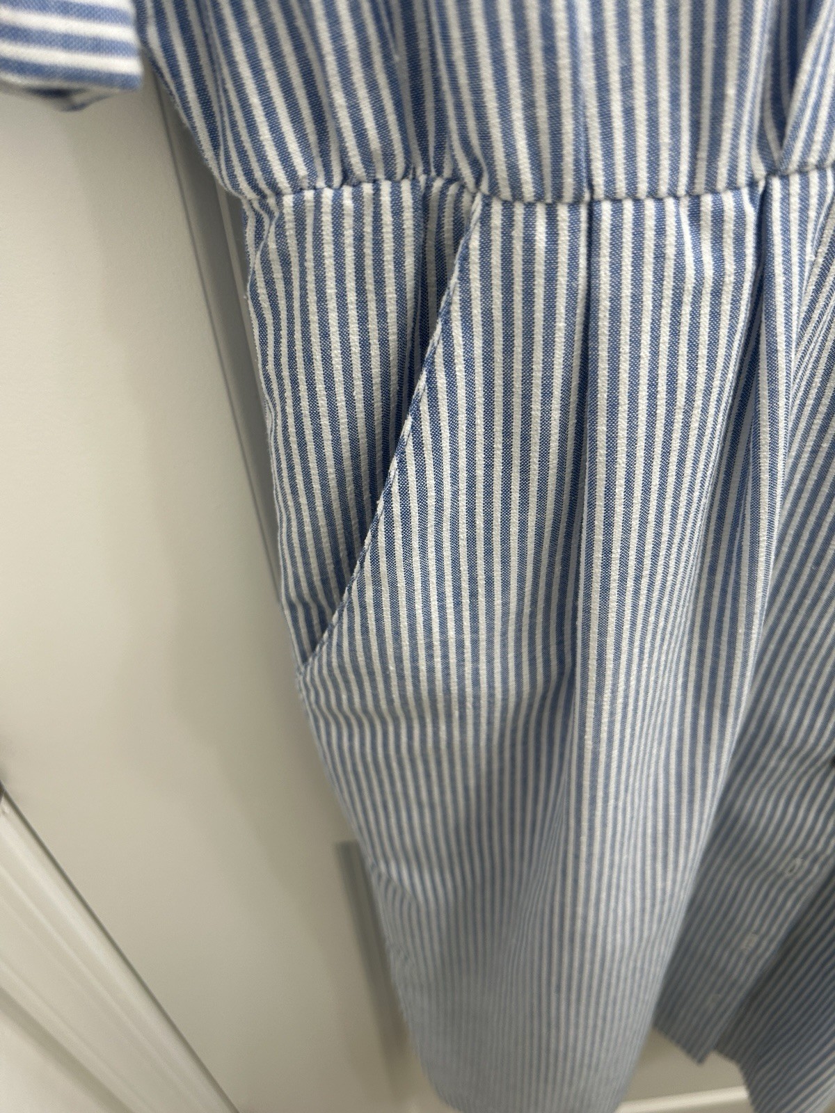Vintage Striped Seersucker Buttondown Dress with Belt