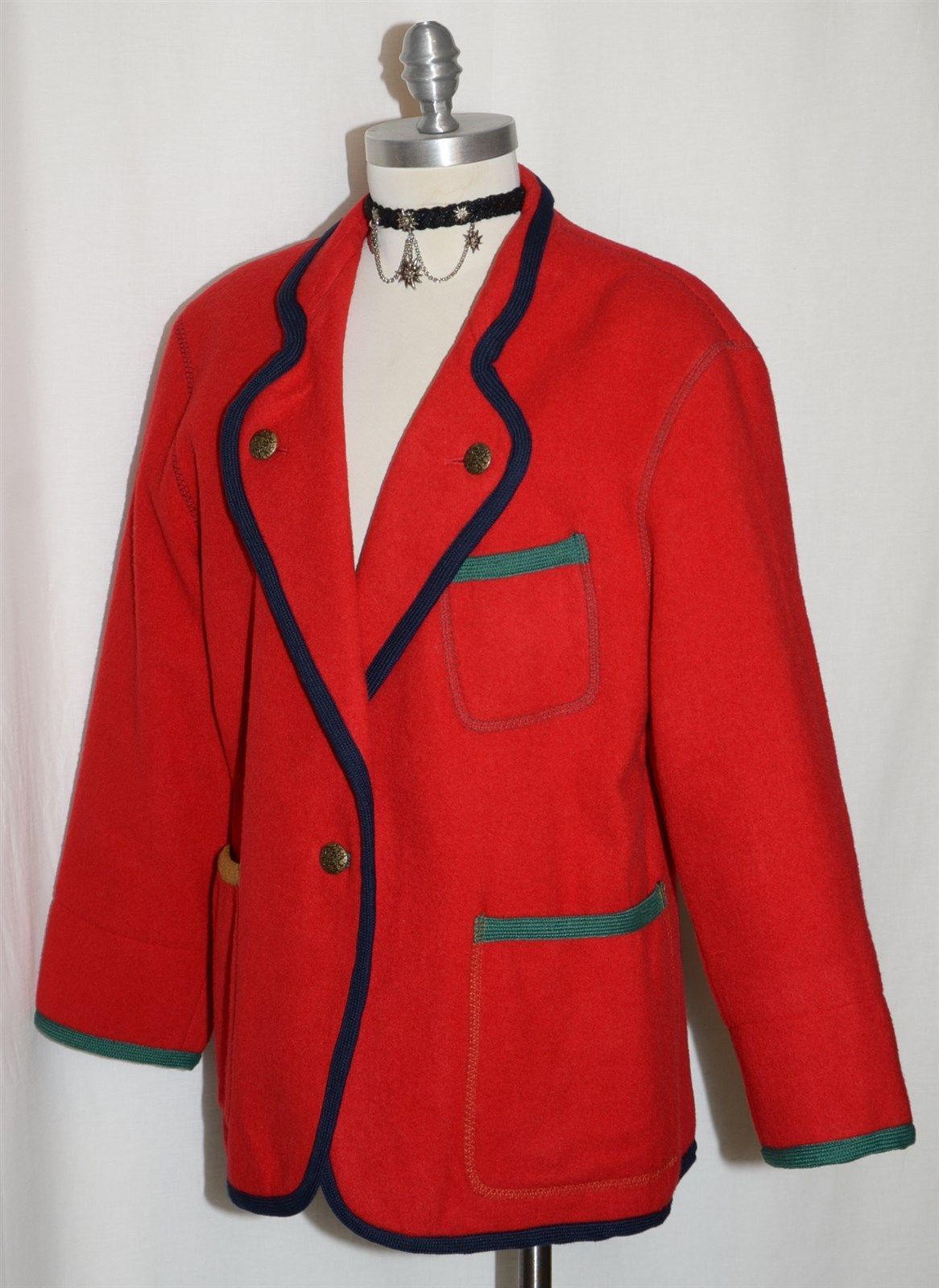 BOILED WOOL RED Women LINED German Winter THICK & WARM Walk Car Jacket Eu40 14 L