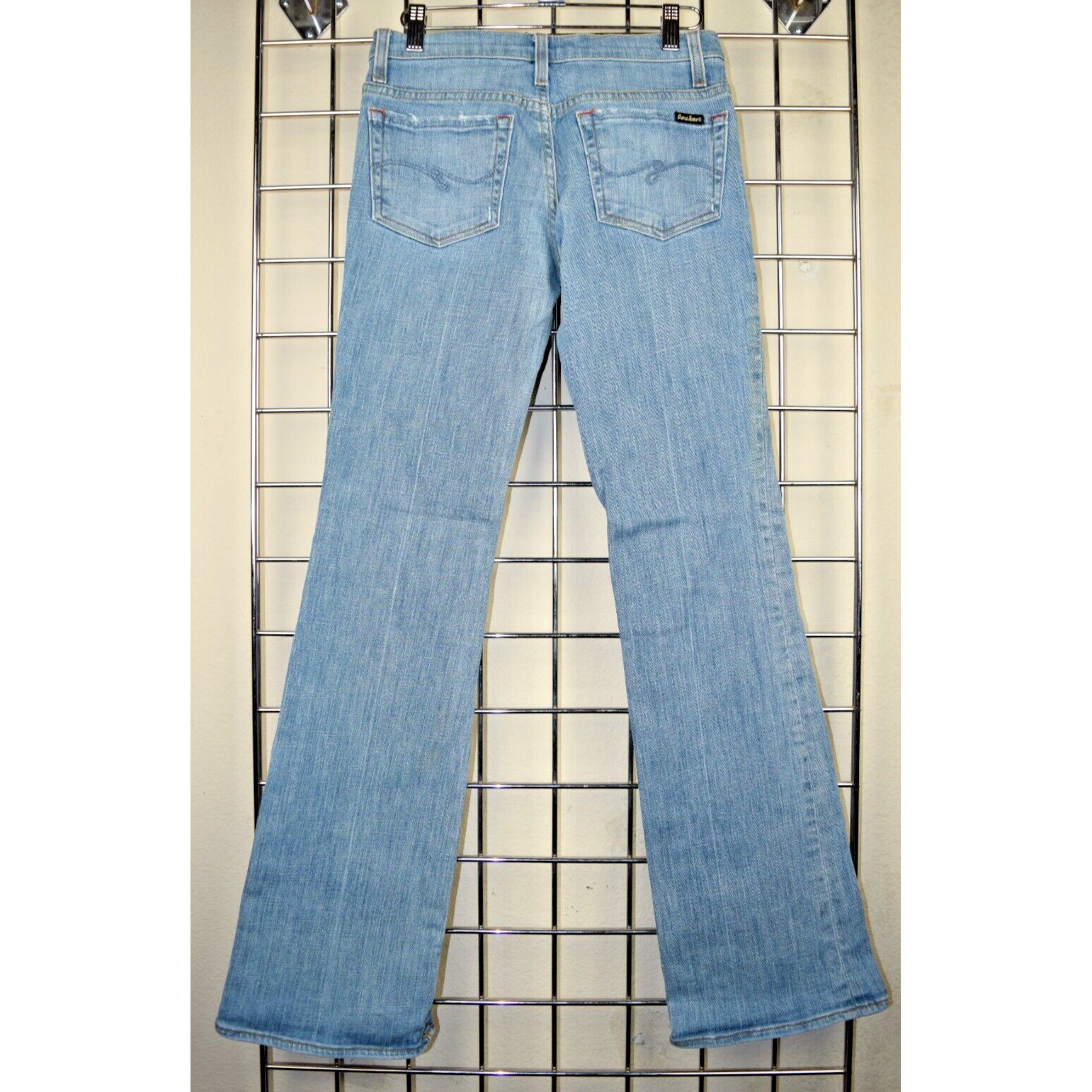 Vintage Guess Jeans Size 26 x 31.5 90s Light Blue Fade Low Rise Flare Made USA