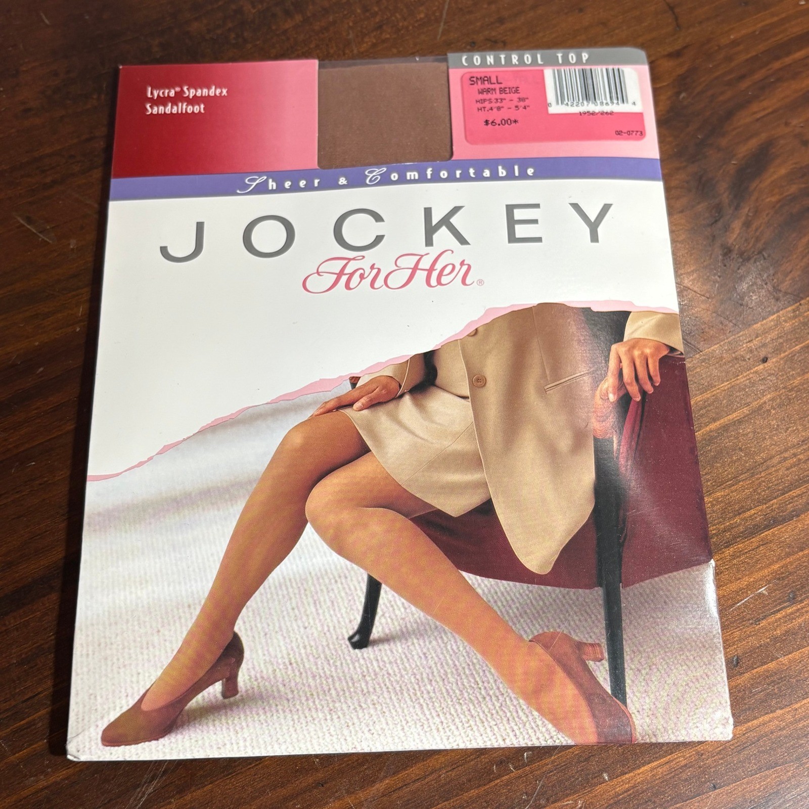 Jockey Pantyhose Women Small Warm Beige For Her Control Top Sandalfoot Sheer NEW