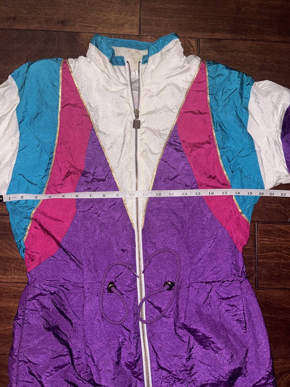 Vtg 80s Petite Sophisticate Nylon Jacket Colorful Windbreaker Size Medium
