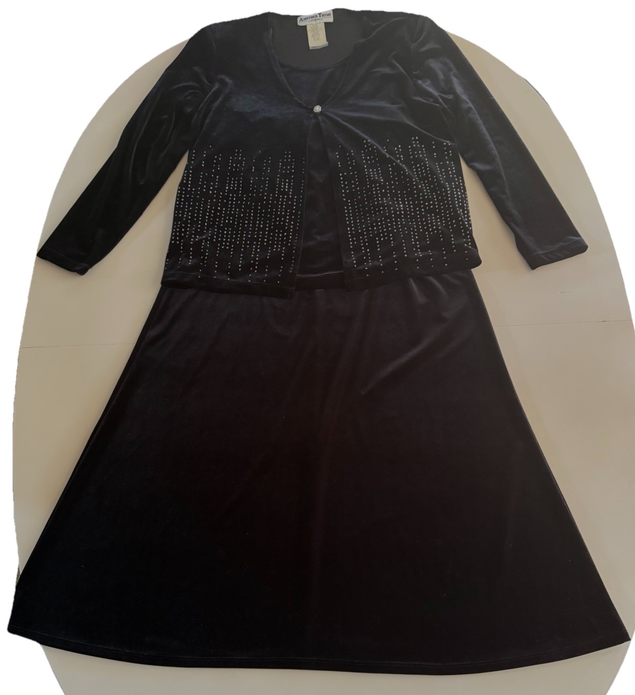 Vintage Another Thyme Black Velvet Maxi Dress W/Jacket Sz 10 Dark Romance Goth