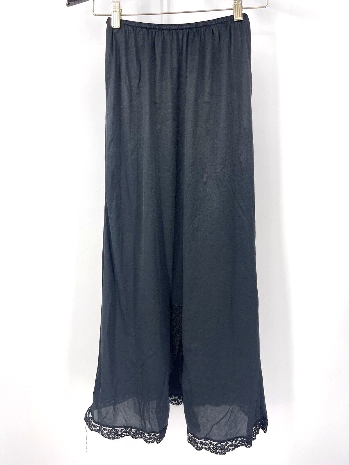 Vintage y2k Joseph Magnin Full Slip Skirt Womens Small Black Lace Trim Elastic