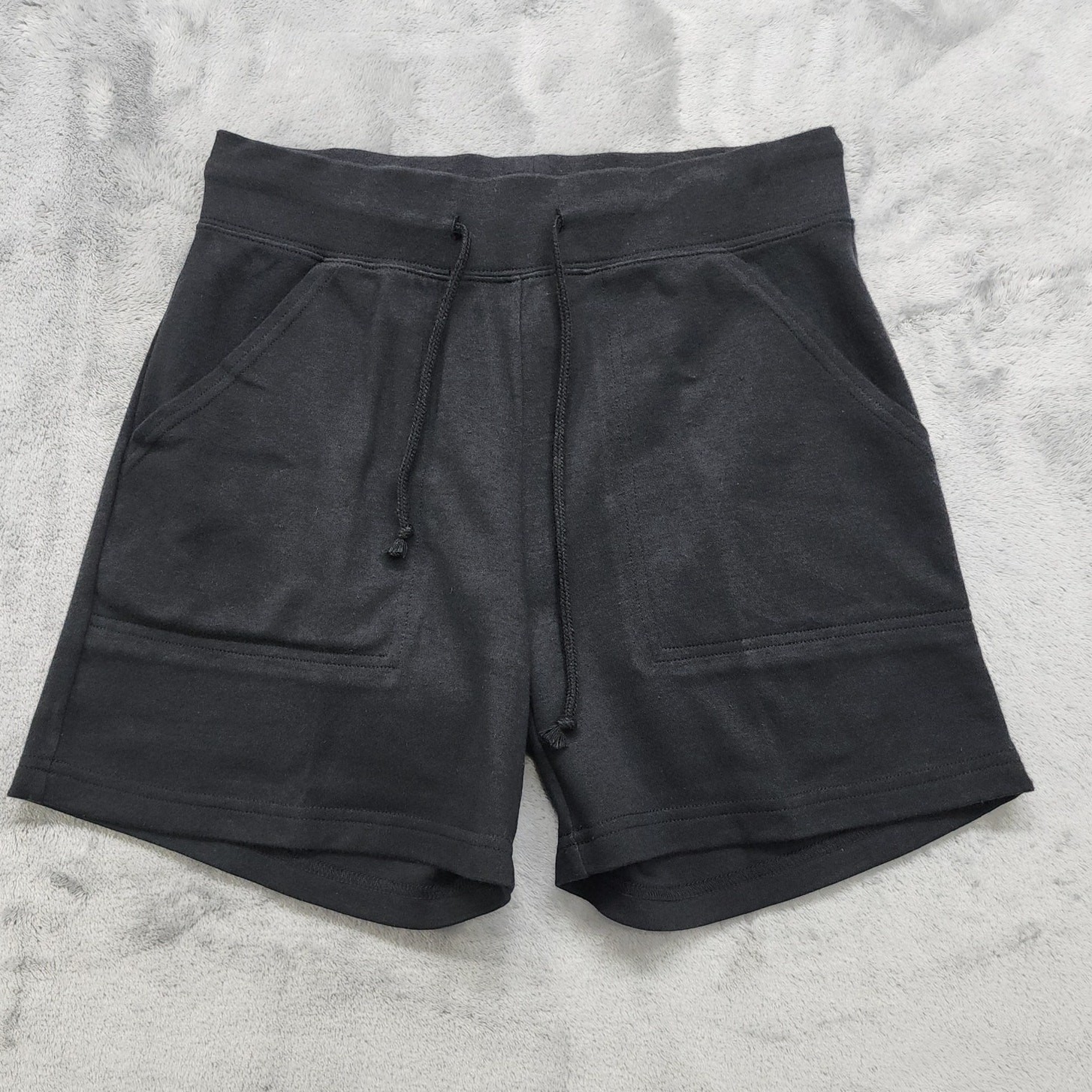 Vintage Casual Gear Shorts Womens S Black Pull On Mid Rise Drawstring Pockets