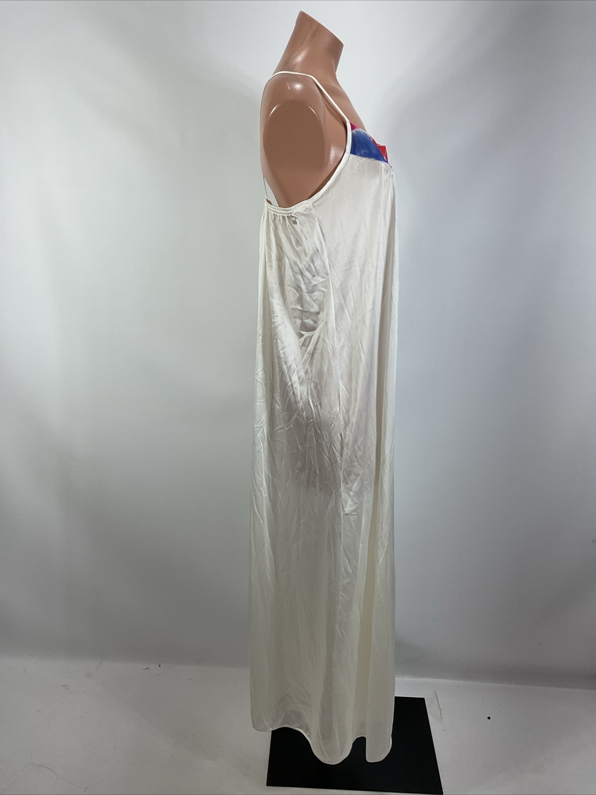 VINTAGE INNER MOST BY SEARS White Abstract LONG GOWN Nightgown Slip Dress M USA