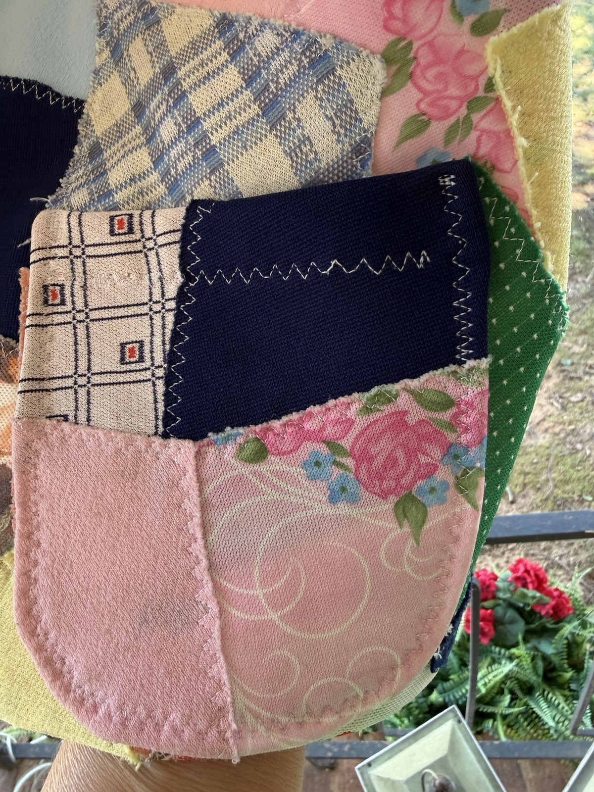 1970s Vintage Crazy Quilt Patchwork Jacket Preppy Lilly Pulitzer Vibe – Med/Lg