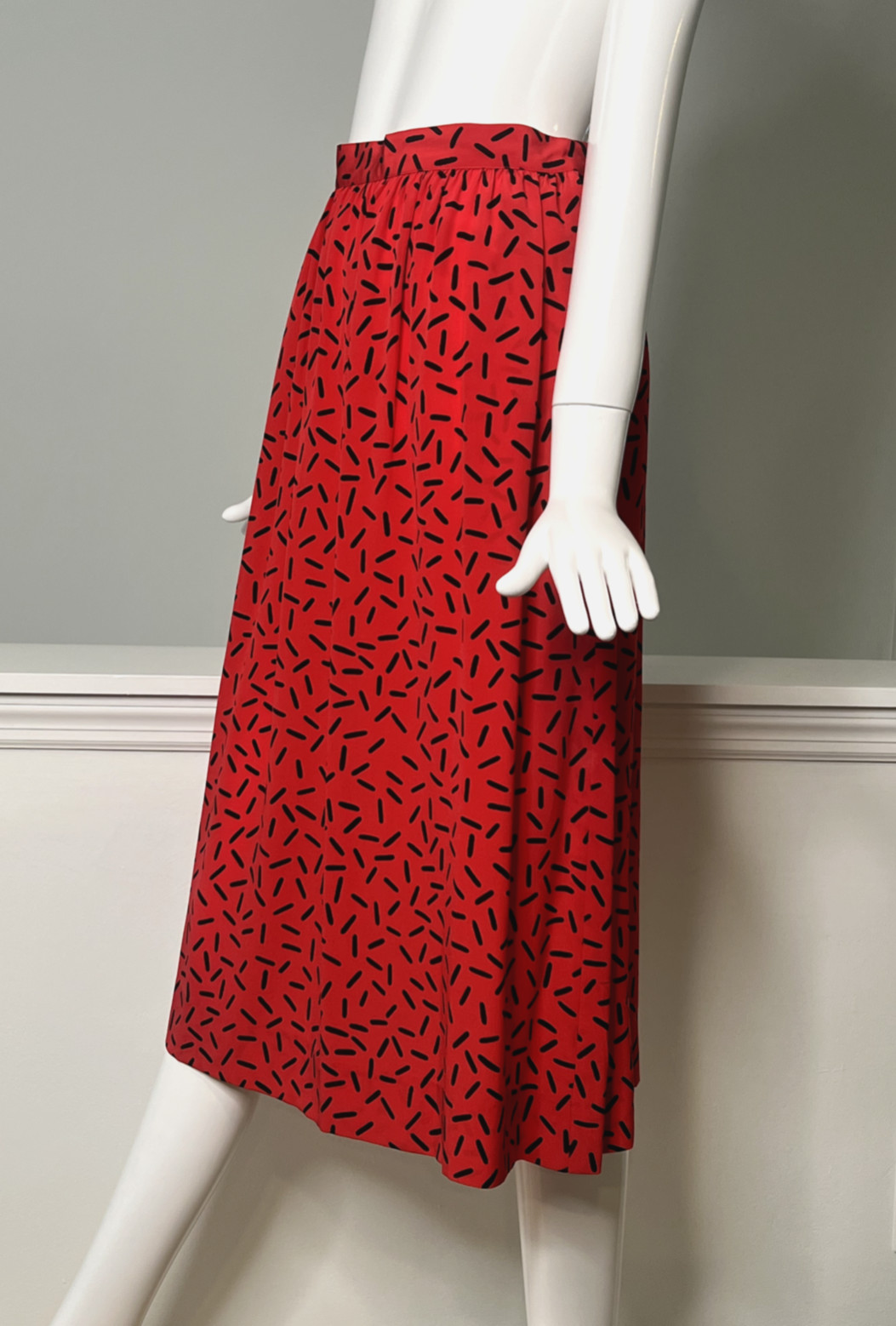VTG Patterned 1980s Albert Nipon Silk Skirt 8, Memphis Milano LETRASET Style