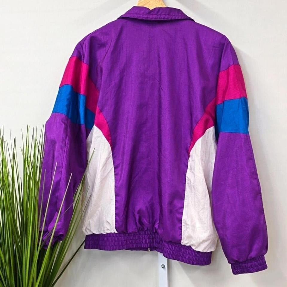 Cabazon Vintage 80s 90s Colorblock Windbreaker Jacket Purple Pink Blue Womens S