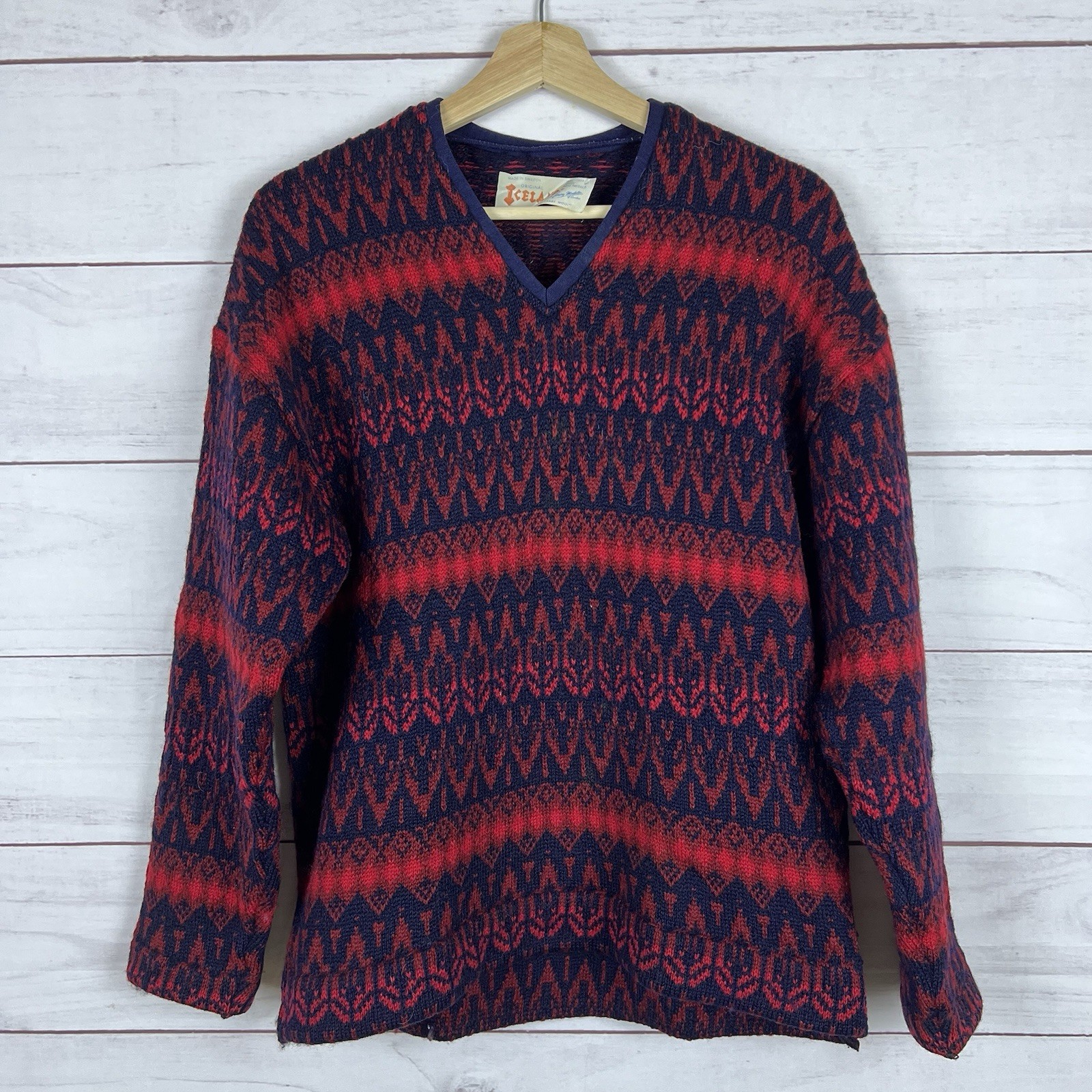 1960s Iceland Jersey Modeller Of Sweden Hans Heitsch Lambs Wool Sweater Size 12