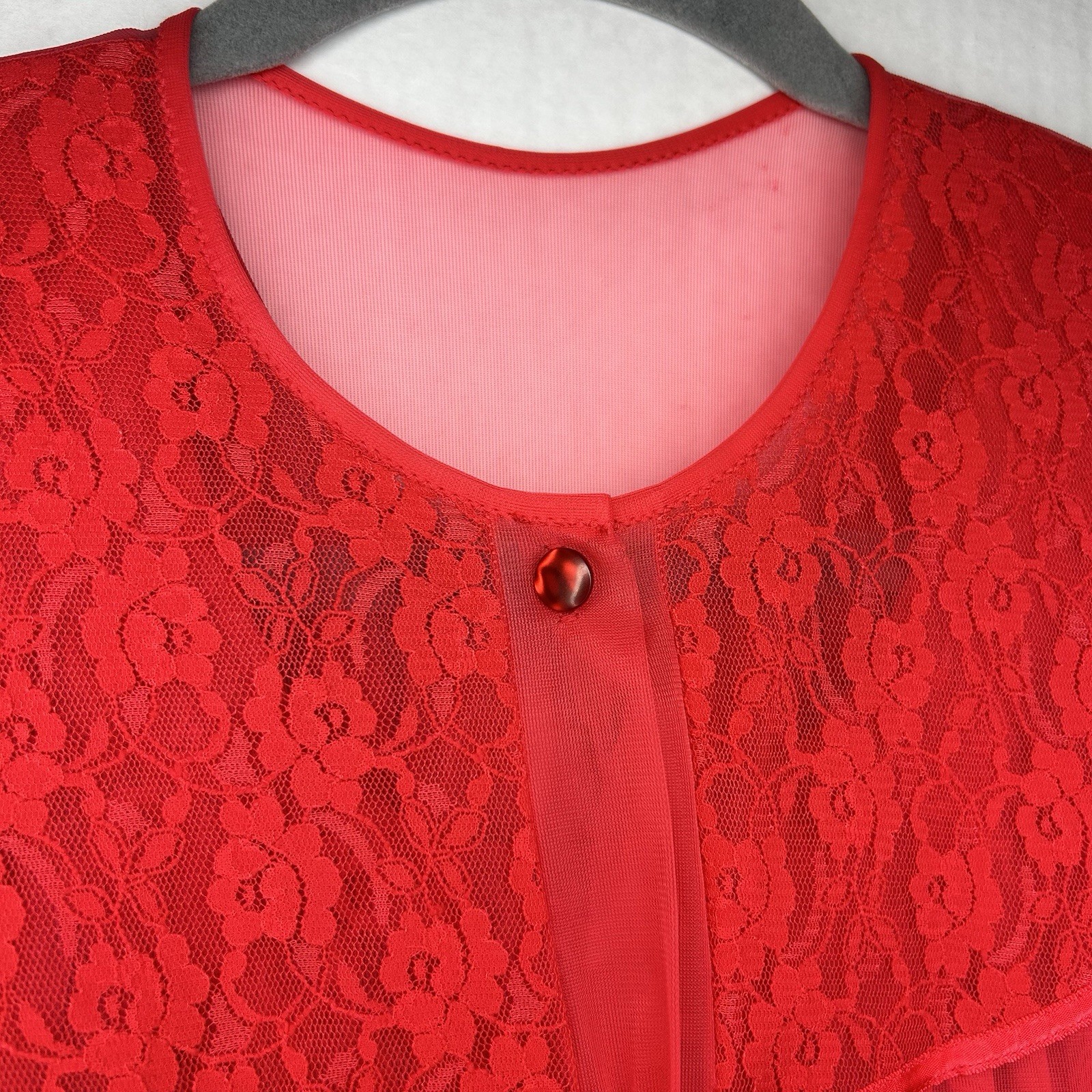 VTG Peignoir Set Pinehurst Red Sheer Long Nightgown with Sheer Robe Size Small