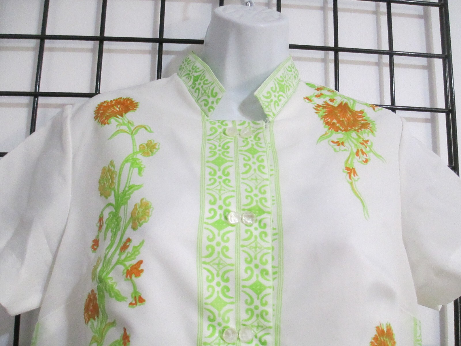 VINTAGE BERNARDO 🌸 MEDIUM / 38&Prime; BUST MAX==POLYESTER / ORIENTAL / DAY DRESS