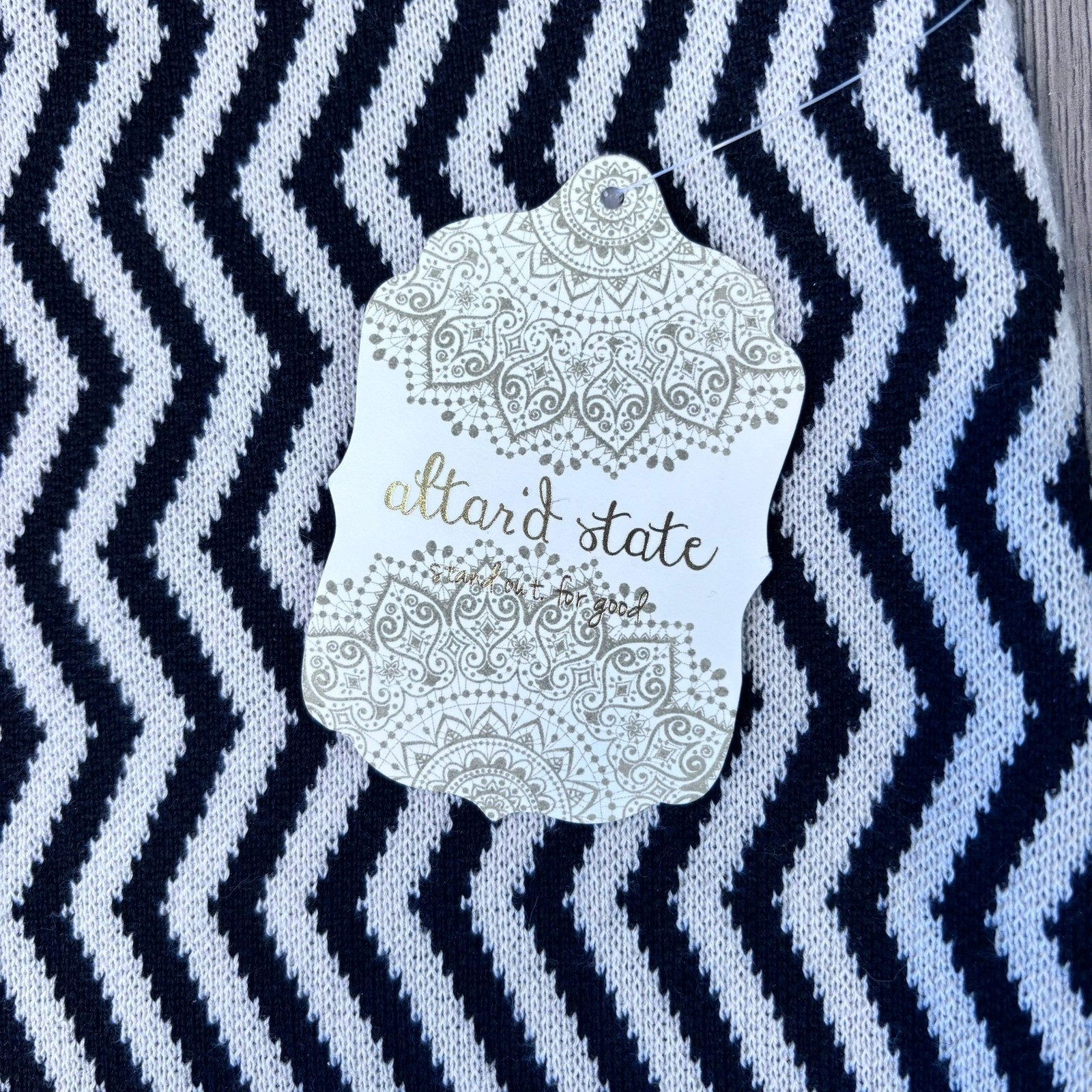 Altar&rsquo;d State, Chevron Knit Skirt Black Ivory